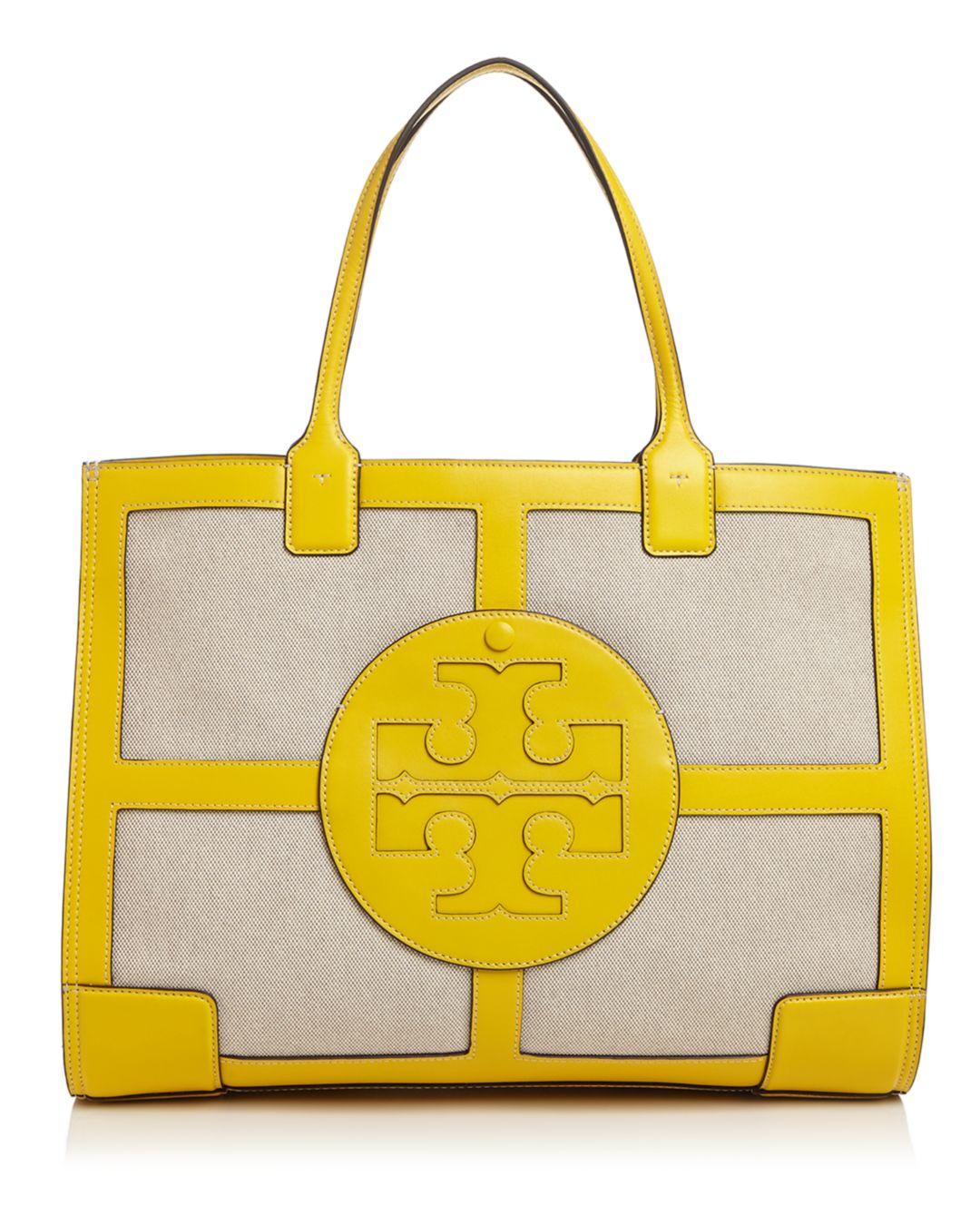 Tory Burch Ella Canvas Quadrant Tote Bag in Yellow | Lyst