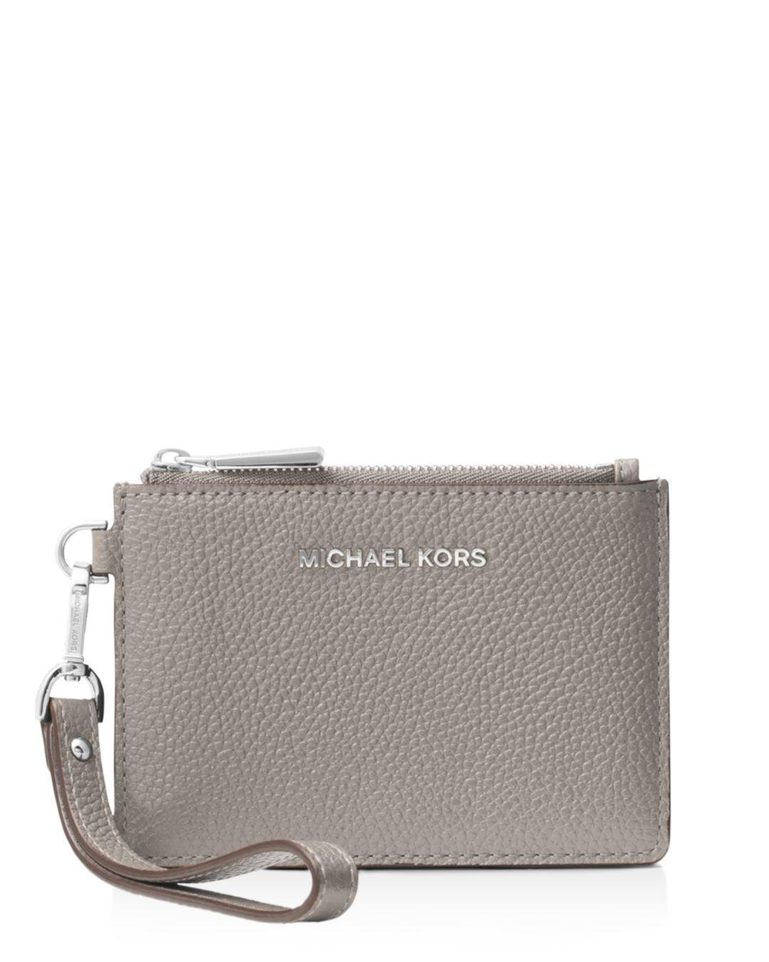 MICHAEL Michael Kors Leather Small Coin Purse in Pearl Gray/Silver (Gray) - Lyst