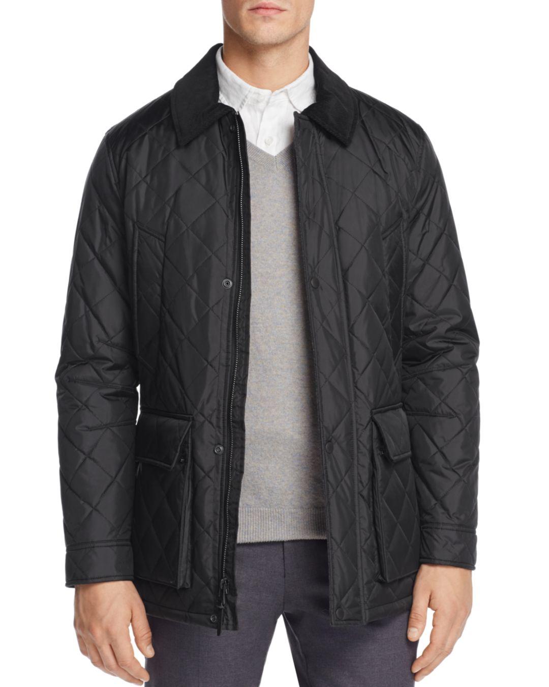 Cole Haan Quilted Elbow - Patch Jacket in Black for Men | Lyst