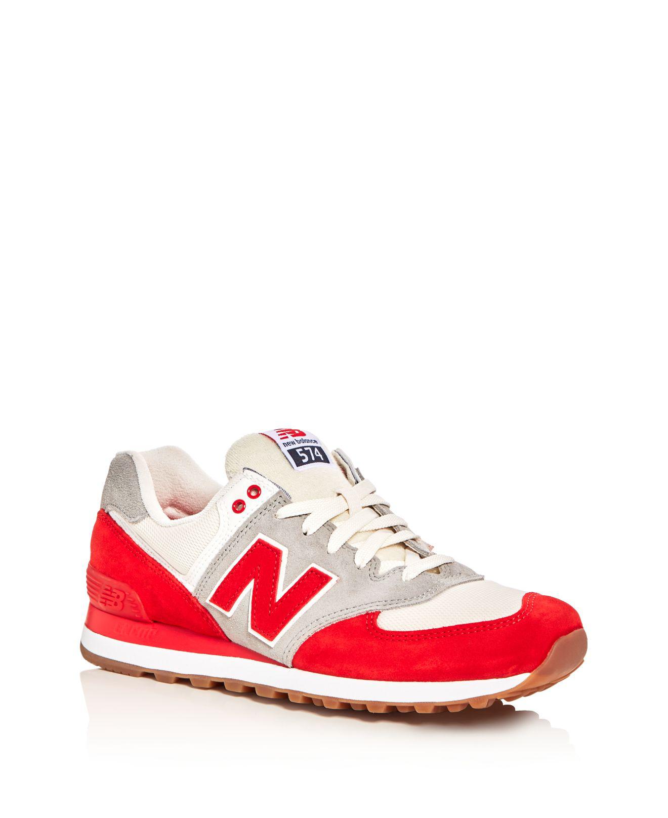 New Balance Men's 574 Retro Lace Up Sneakers in Red for Men - Lyst