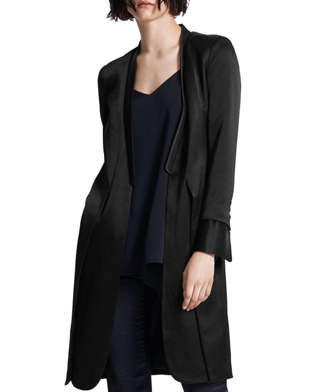 black satin duster coat