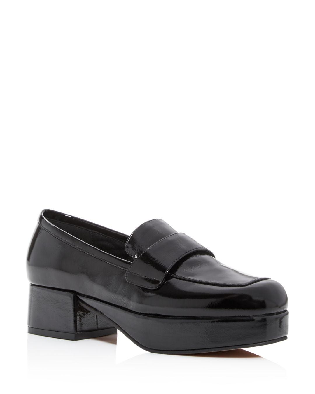 Jeffrey Campbell Leather Women's Student Square - Toe Platform Loafers in Black Patent (Black