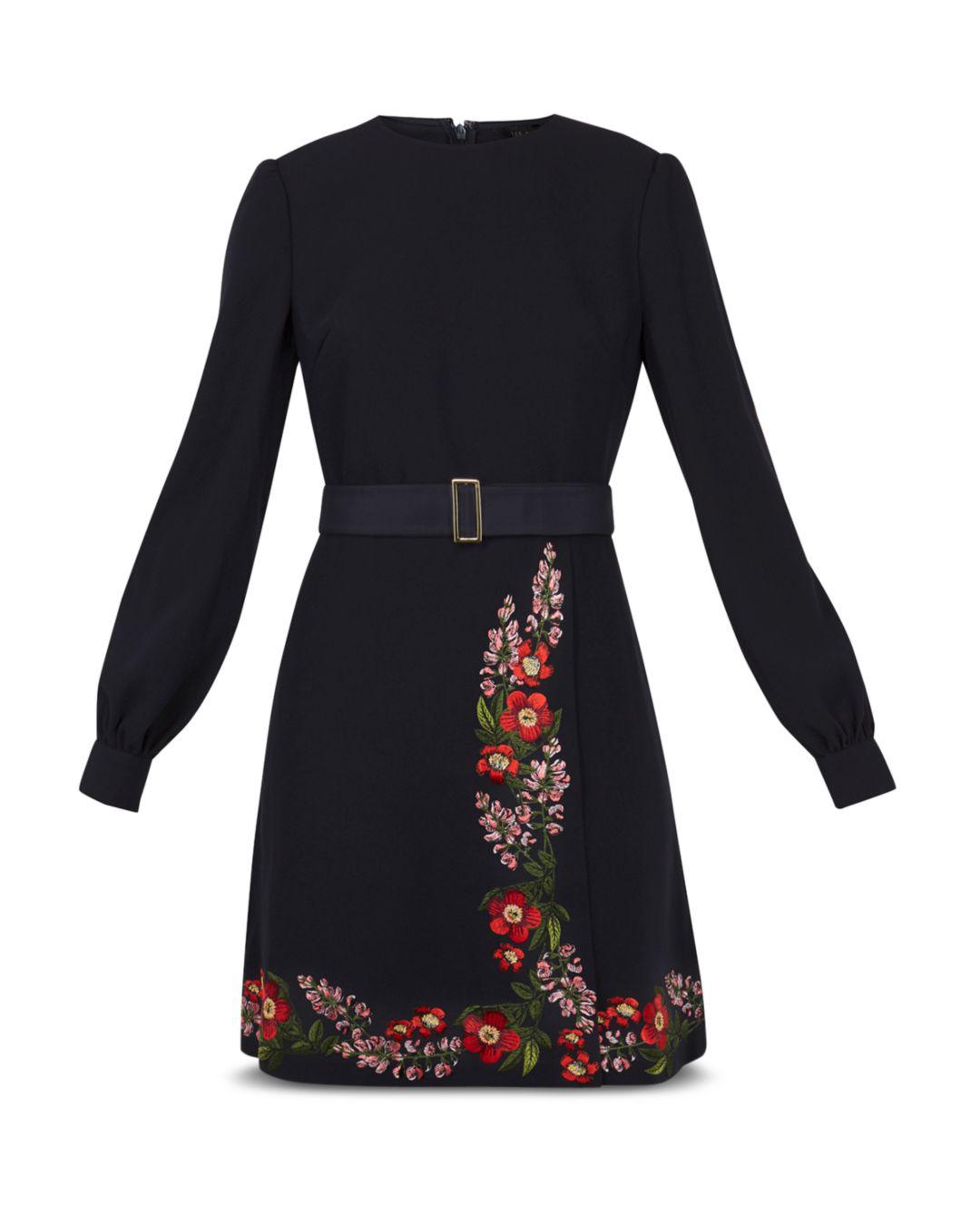 ted baker siliia kirstenbosch embroidered wrap dress