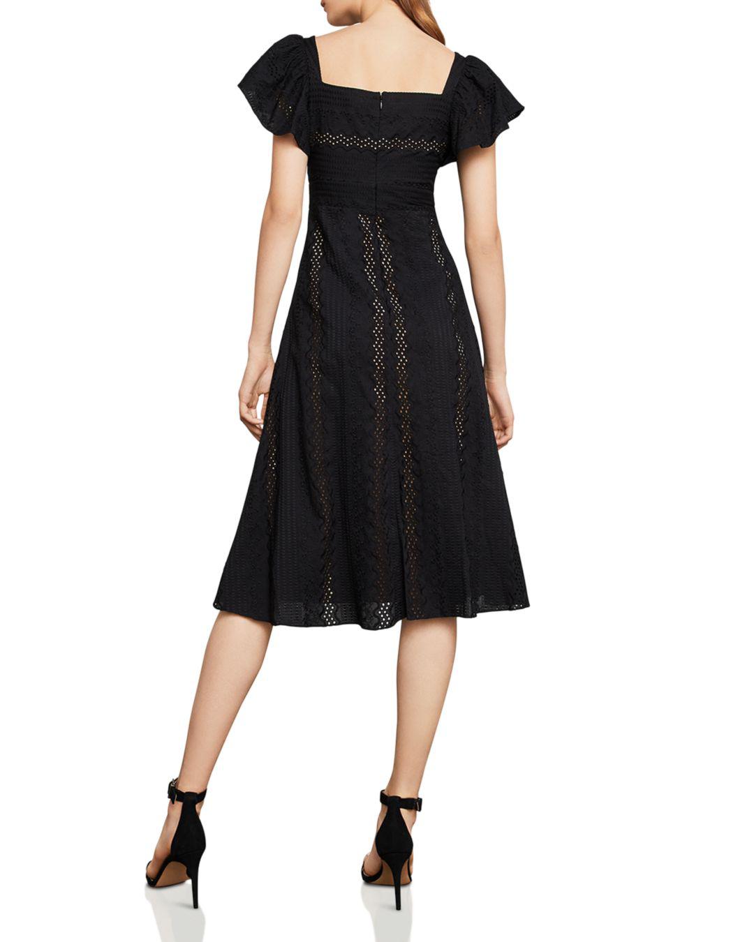 black eyelet midi dress