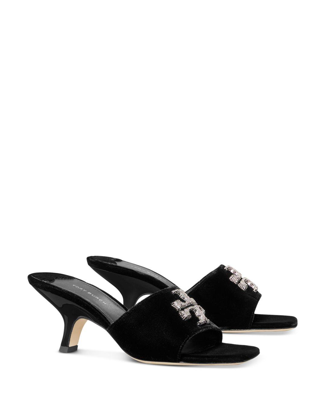 Tory Burch Eleanor Pavé Kitten Heel Sandals in Black | Lyst