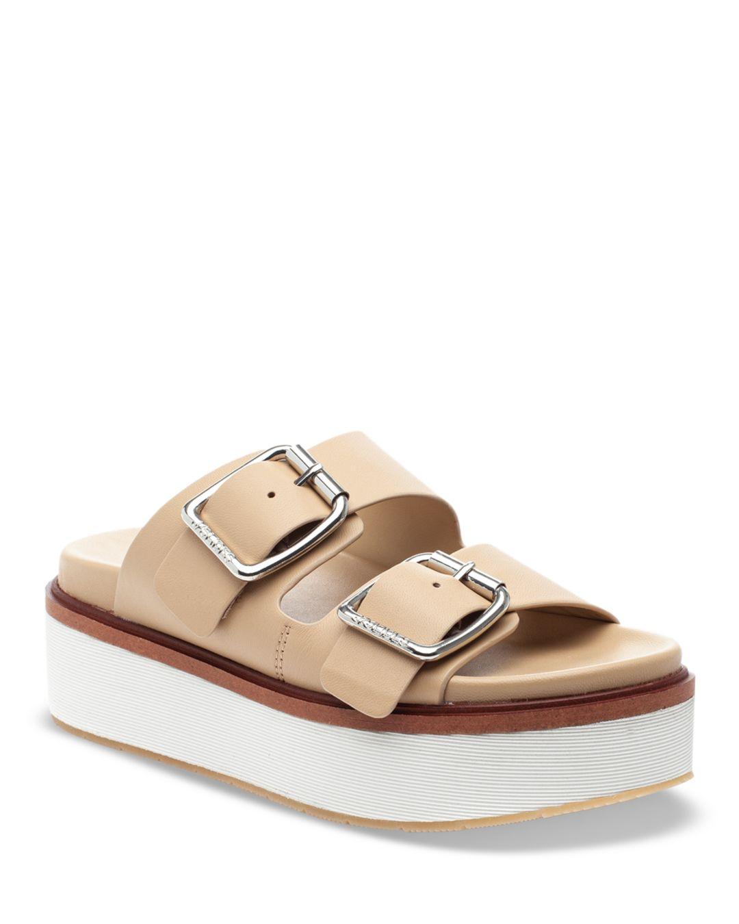 J/Slides Bowie Double Buckle Leather Platform Slide Sandals Lyst