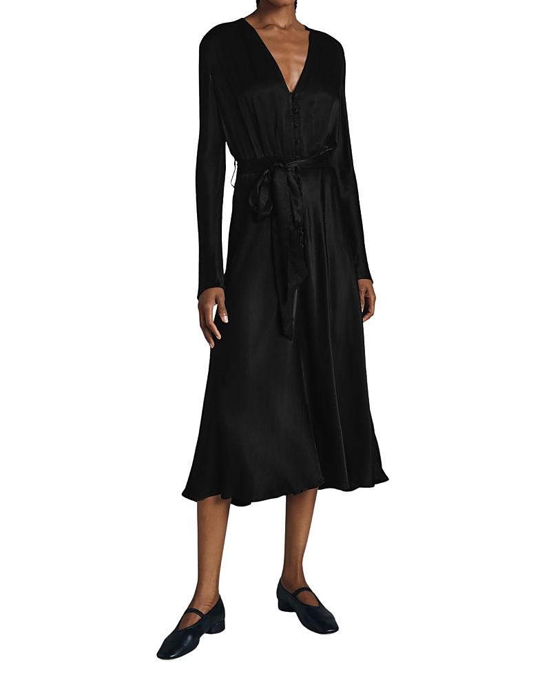 ghost meryl satin midi dress Ghost Meryl Satin Midi Dress in Black
