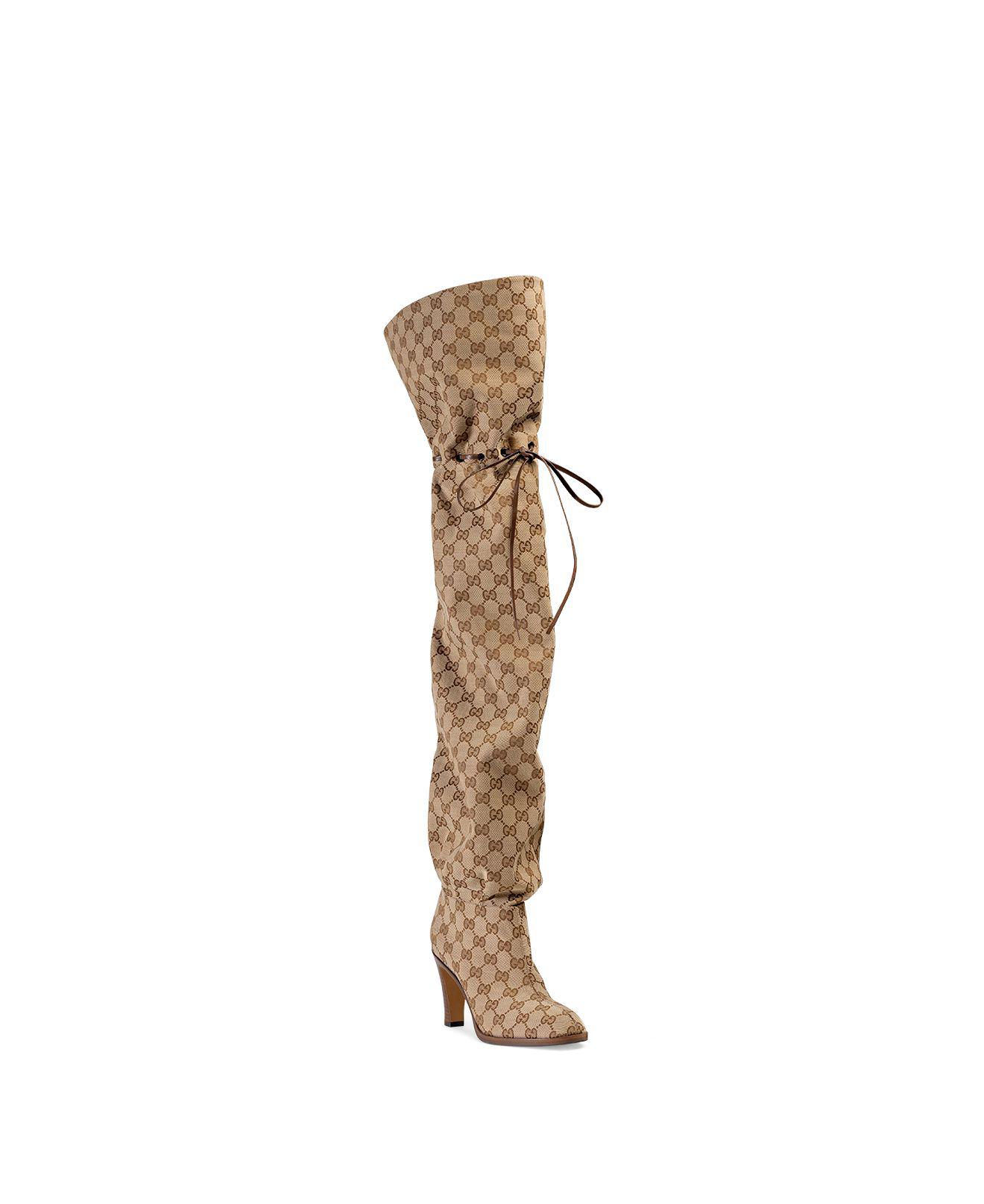 Gucci Women's Lisa Gg Canvas Over-the-knee Boots in Natural | Lyst