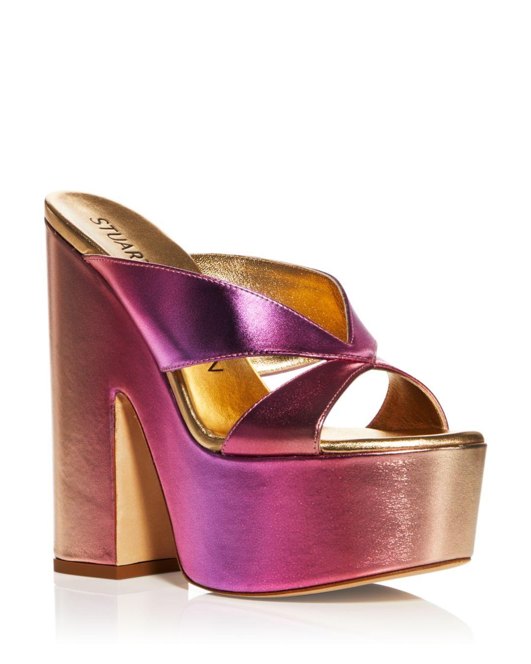 Stuart Weitzman Miami Sohigh High Heel Platform Sandals in Pink | Lyst