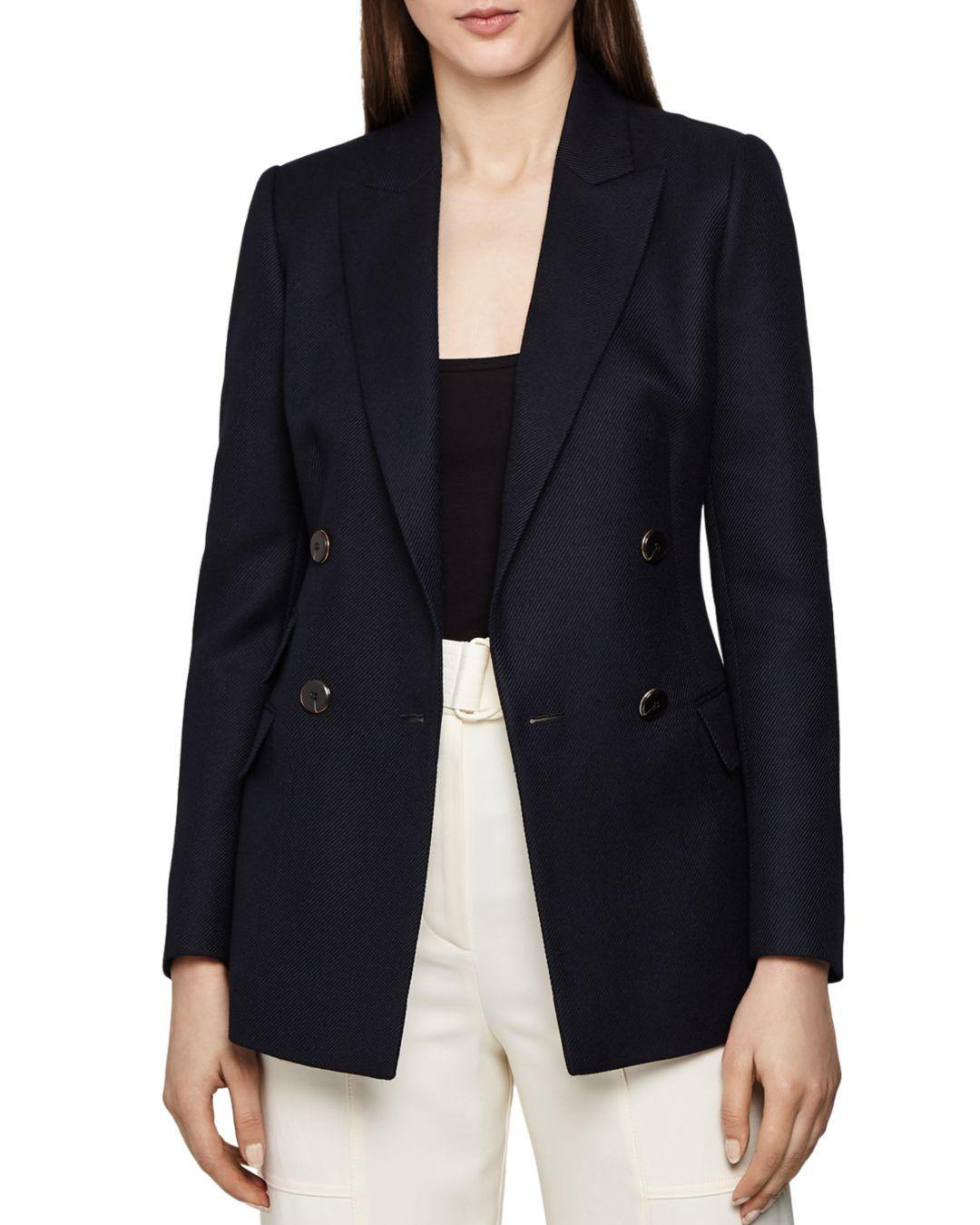 Reiss Ledbury Jacket - Wool Blend Double Breasted Blazer in Blue - Save ...