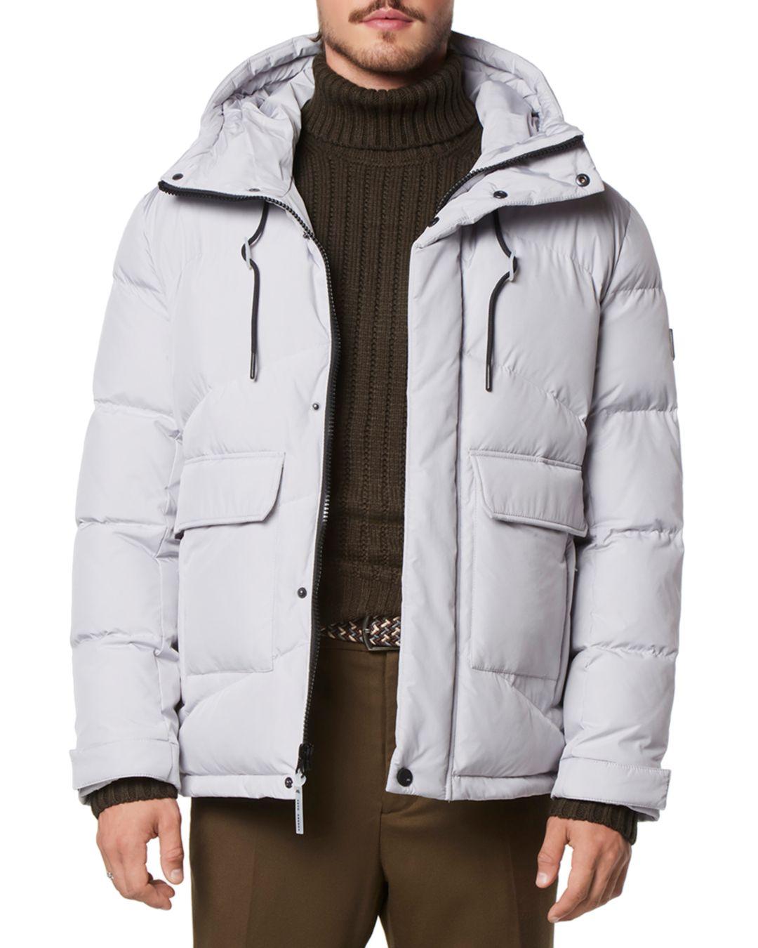 Andrew Marc Ingram Chevron Quilted Open Bottom Puffer With Snorkel Hood ...