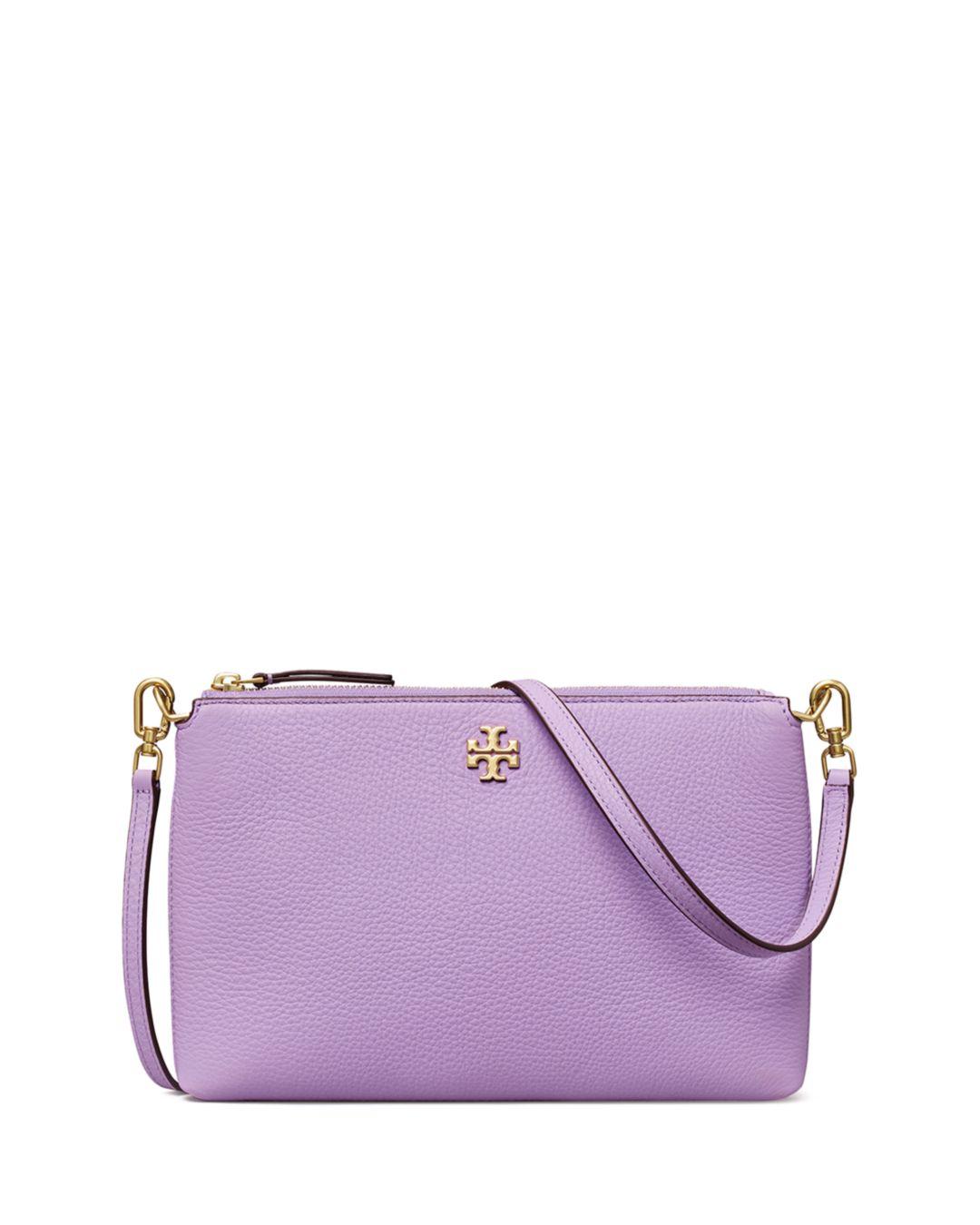 Tory Burch Kira Small Pebbled Leather Top Zip Crossbody in Purple Lyst
