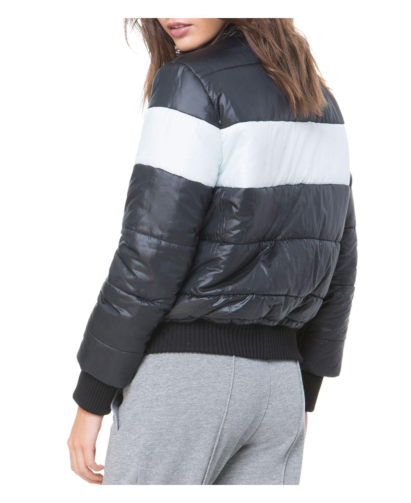 black colour block puffer jacket