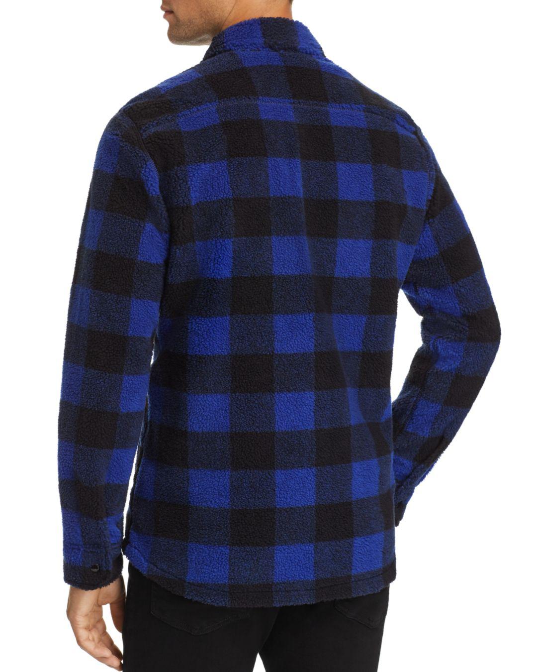 blue and black plaid jacket