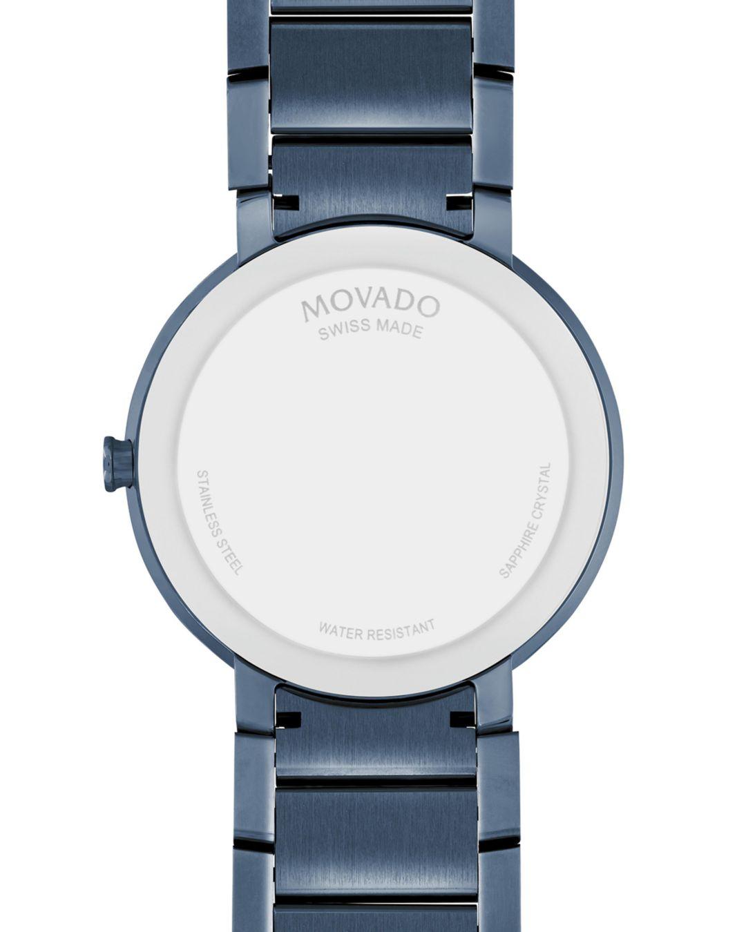 movado swiss made stainless steel water resistant sapphire crystal