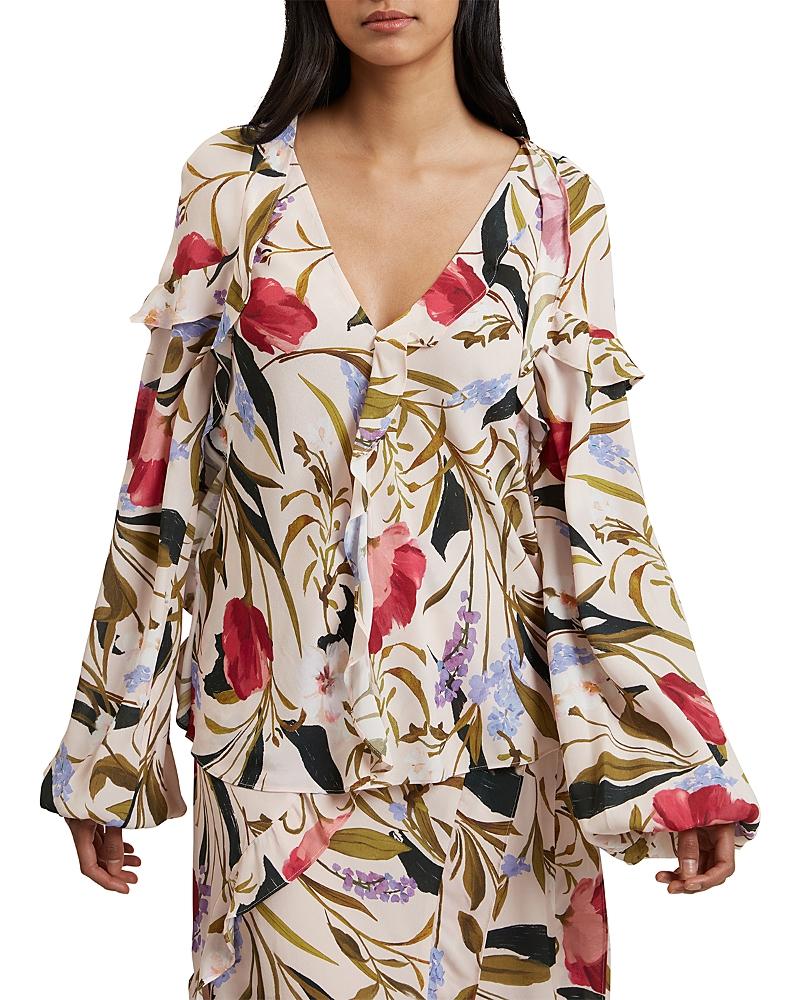 ★Ted Baker ZAHHLA フローラルパフスリーブフレア 上質マキシ Buy Baker by Ted Baker White Printed Mesh Tiered Foil