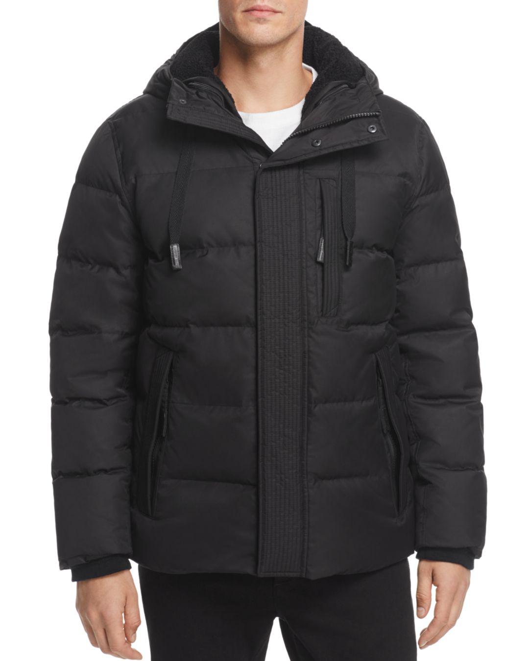 Andrew Marc Groton Hooded Puffer Jacket in Black for Men - Lyst