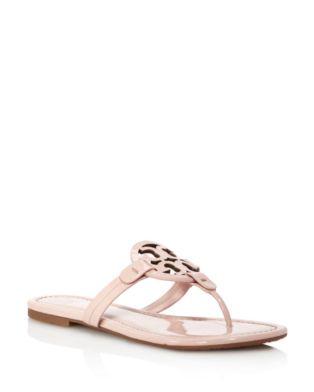 Tory Burch Miller Patent Leather Thong Sandals in Pink | Lyst