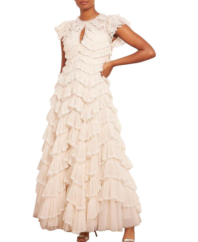 chinese dress ladies Layered Lace Ankle Gown