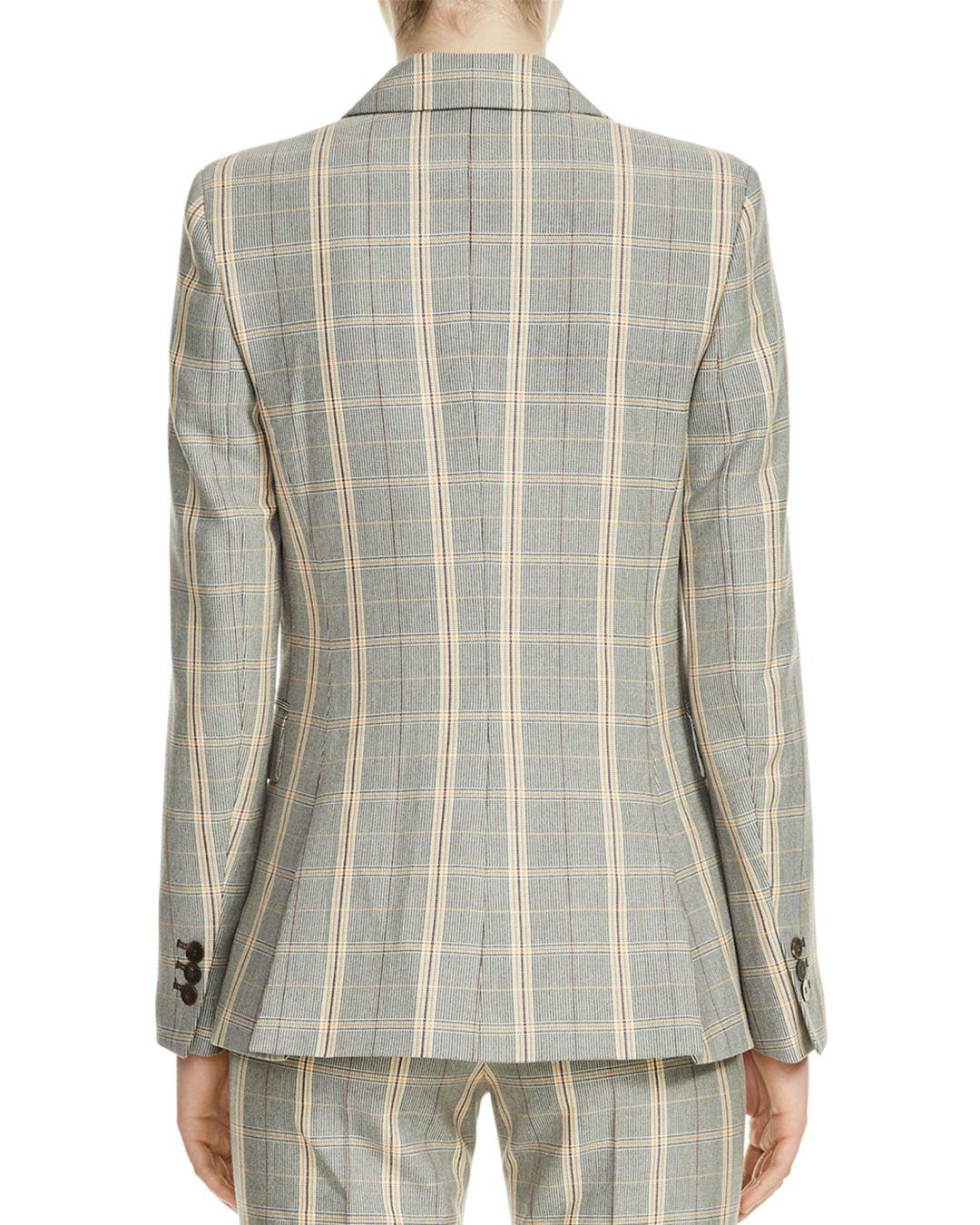 maje checked woven blazer