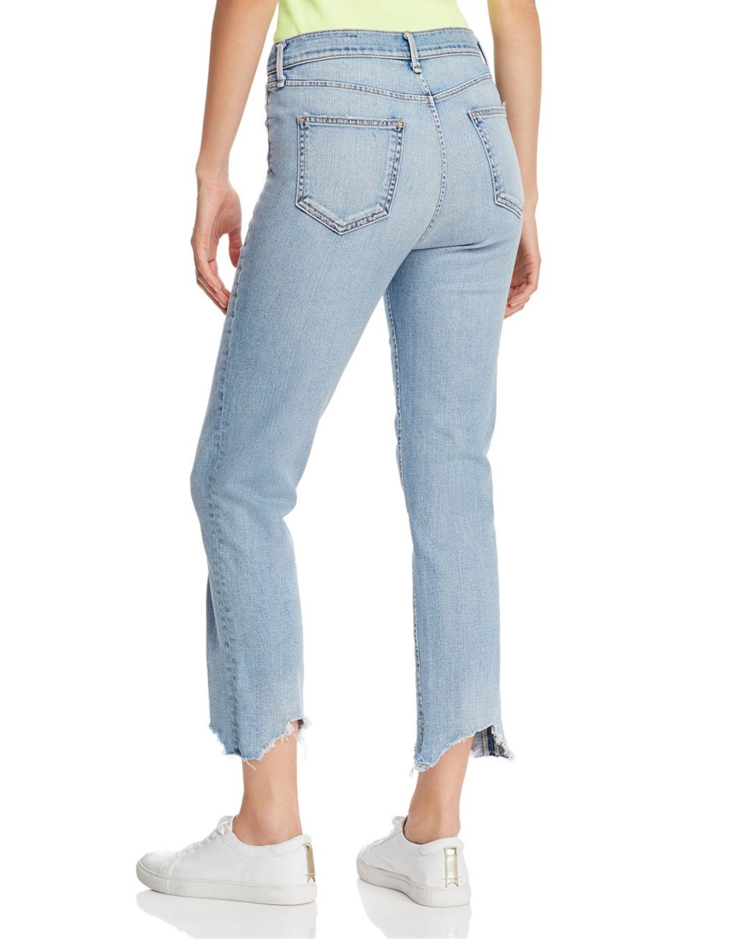 Rag Bone Denim Nina High Rise Ankle Cigarette Jeans W Chewed Hem In Blue Lyst