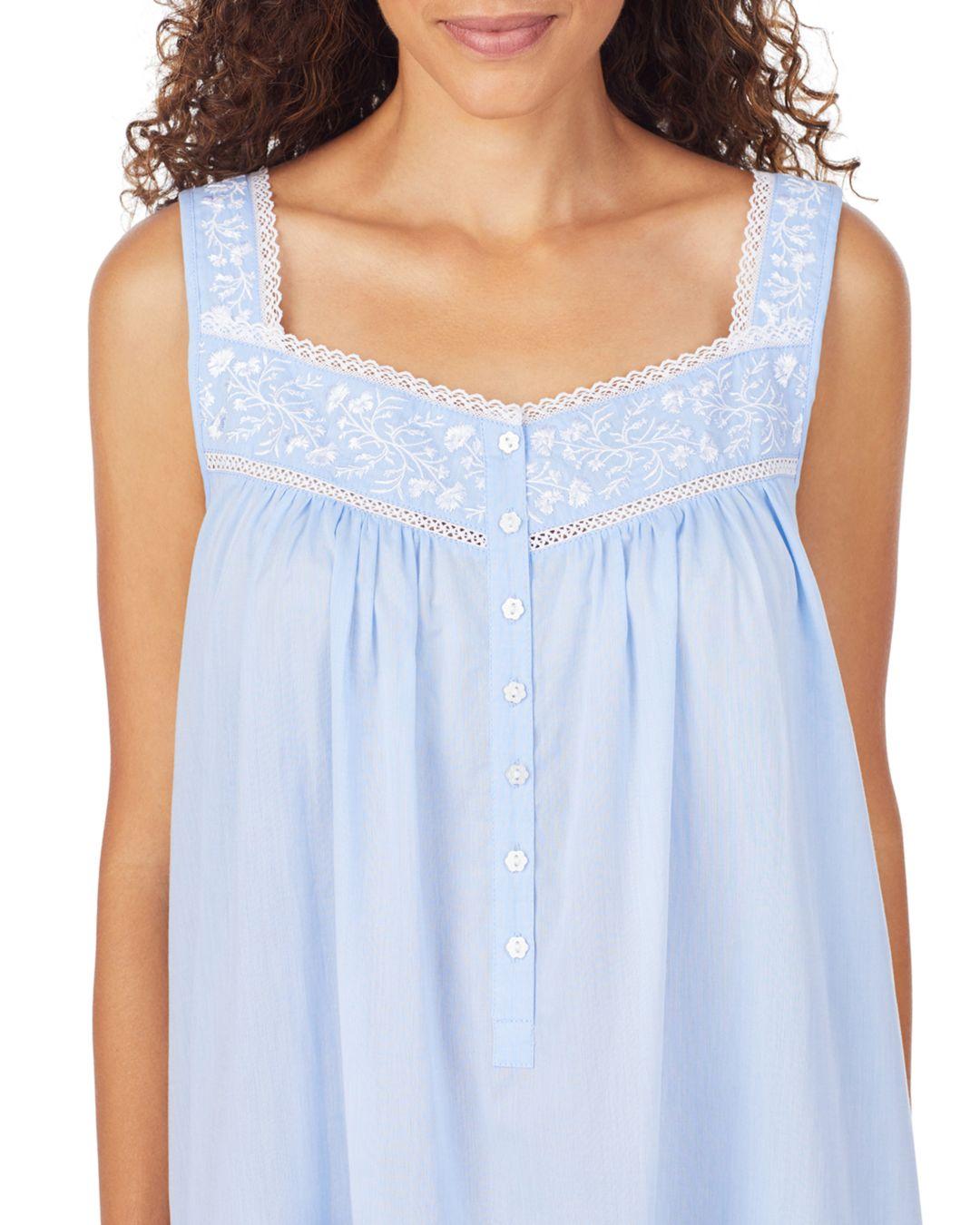 Eileen West Embroidered Cotton Ballet Nightgown in Chambray (Blue) Lyst