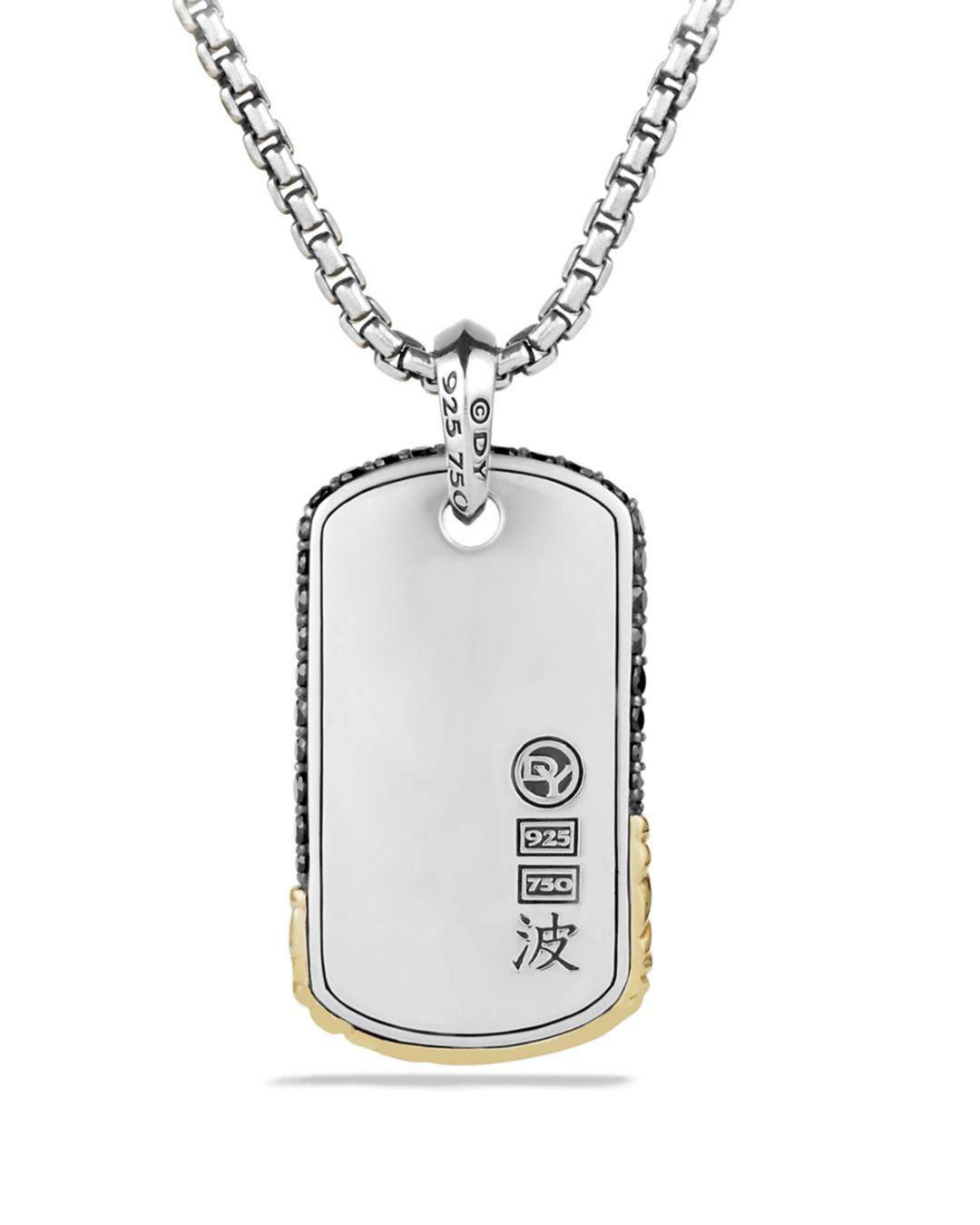 Silver 18k Yellow Gold Dog Tag Pendant 