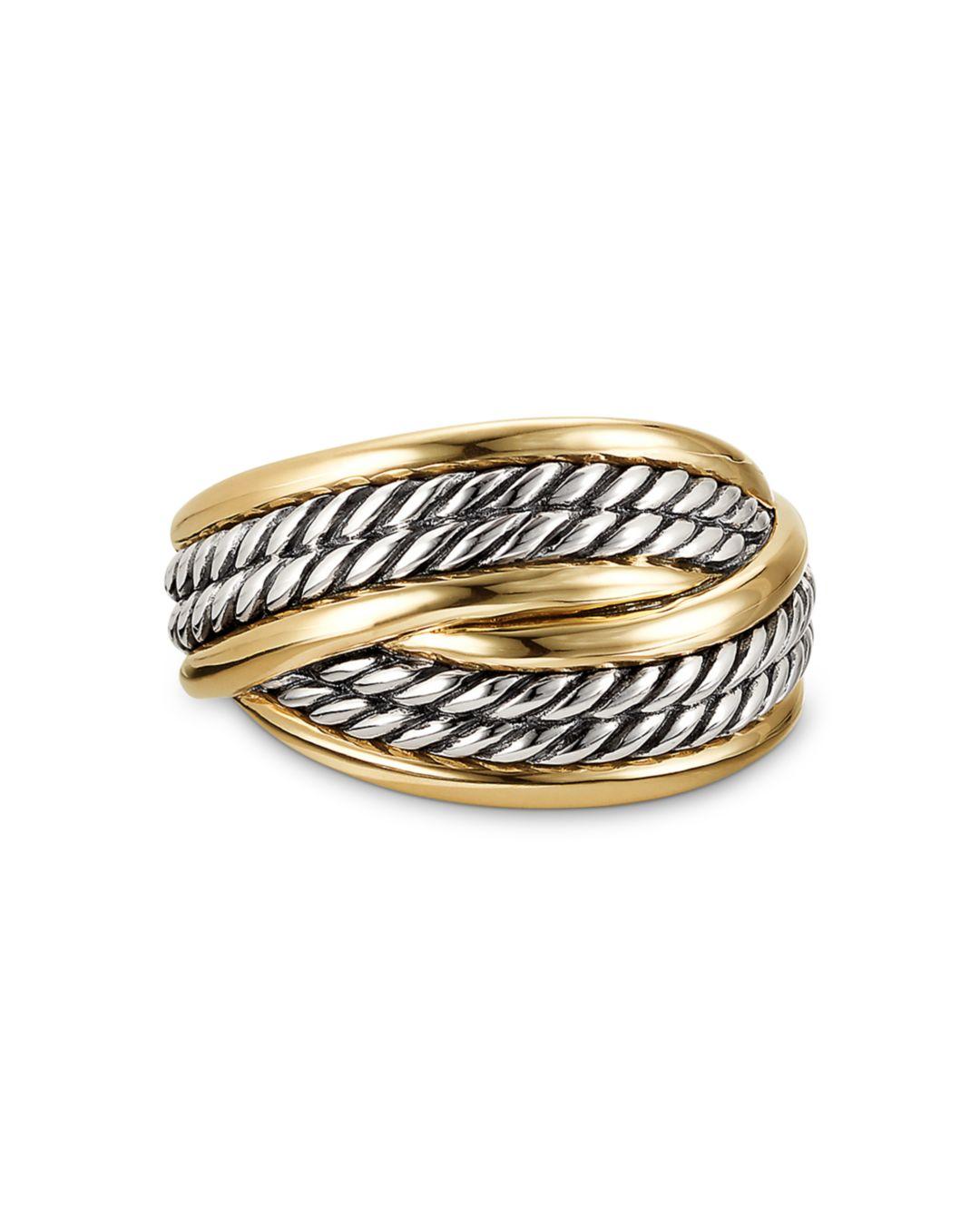 David Yurman Sterling Silver Dy Origami Ring With 18k Yellow Gold in