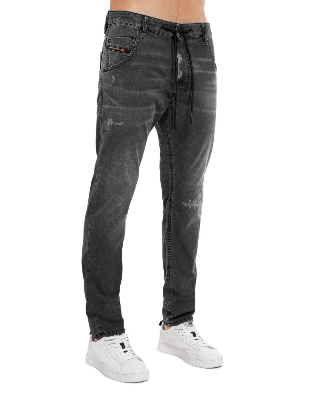 DIESEL Krooley - Y - Ne Straight Slim Fit Jogger Jeans In Black Denim for  Men | Lyst