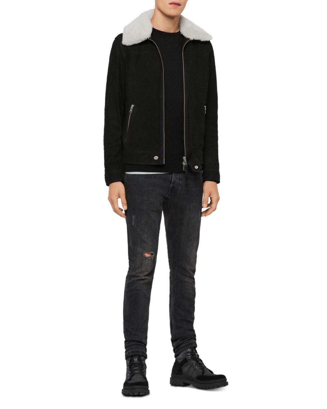 Allsaints Men S Lock Leather Jacket In Black For Men Lyst