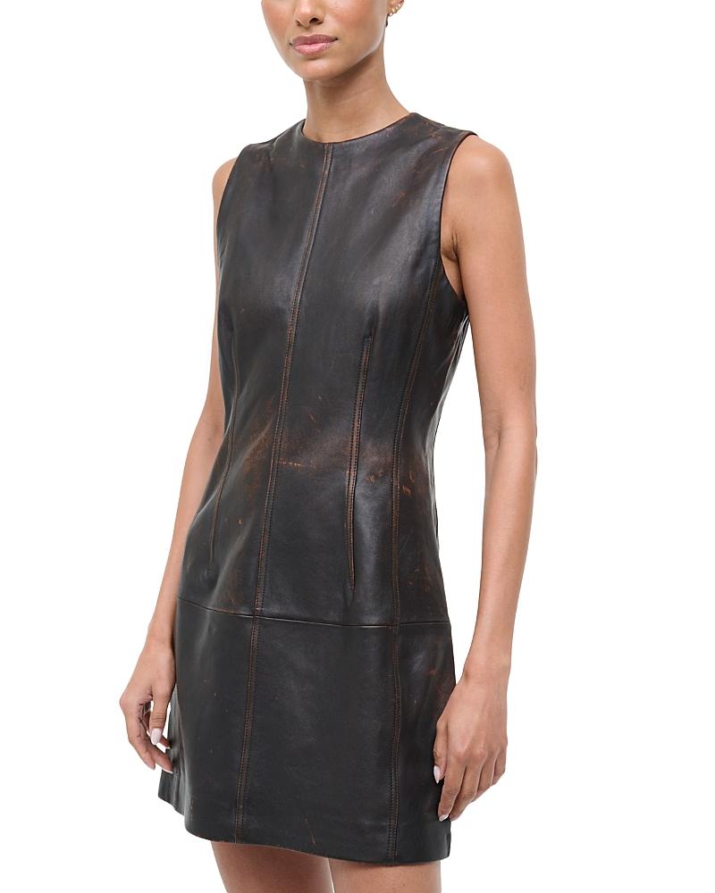 STAUD Binx Leather Dress in Black | Lyst