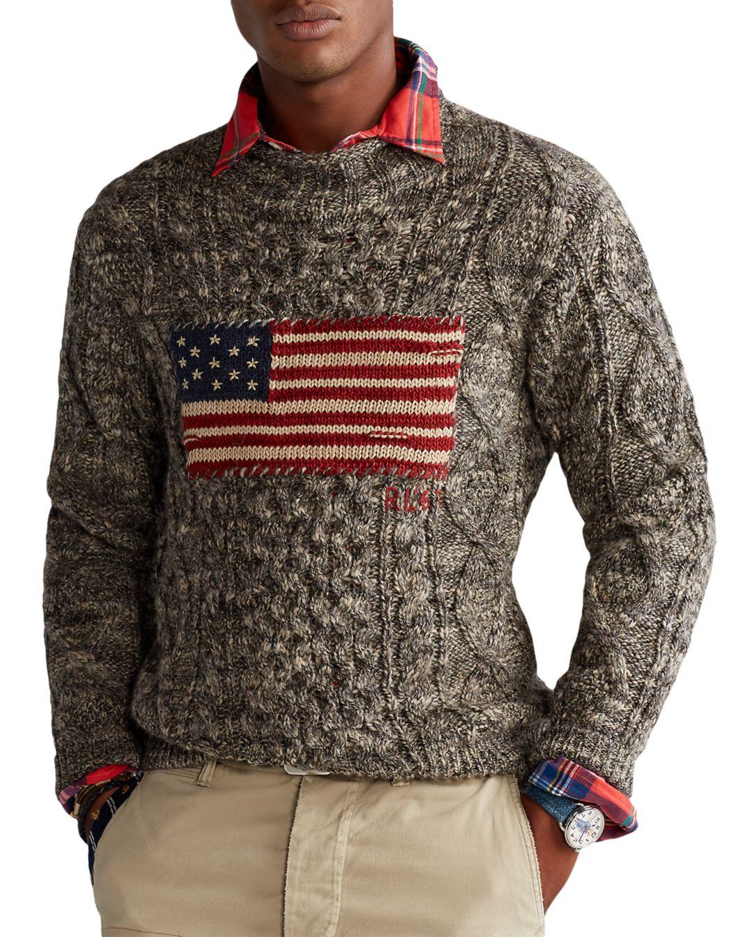 Polo Ralph Lauren Wool American Flag Marled Sweater for Men | Lyst