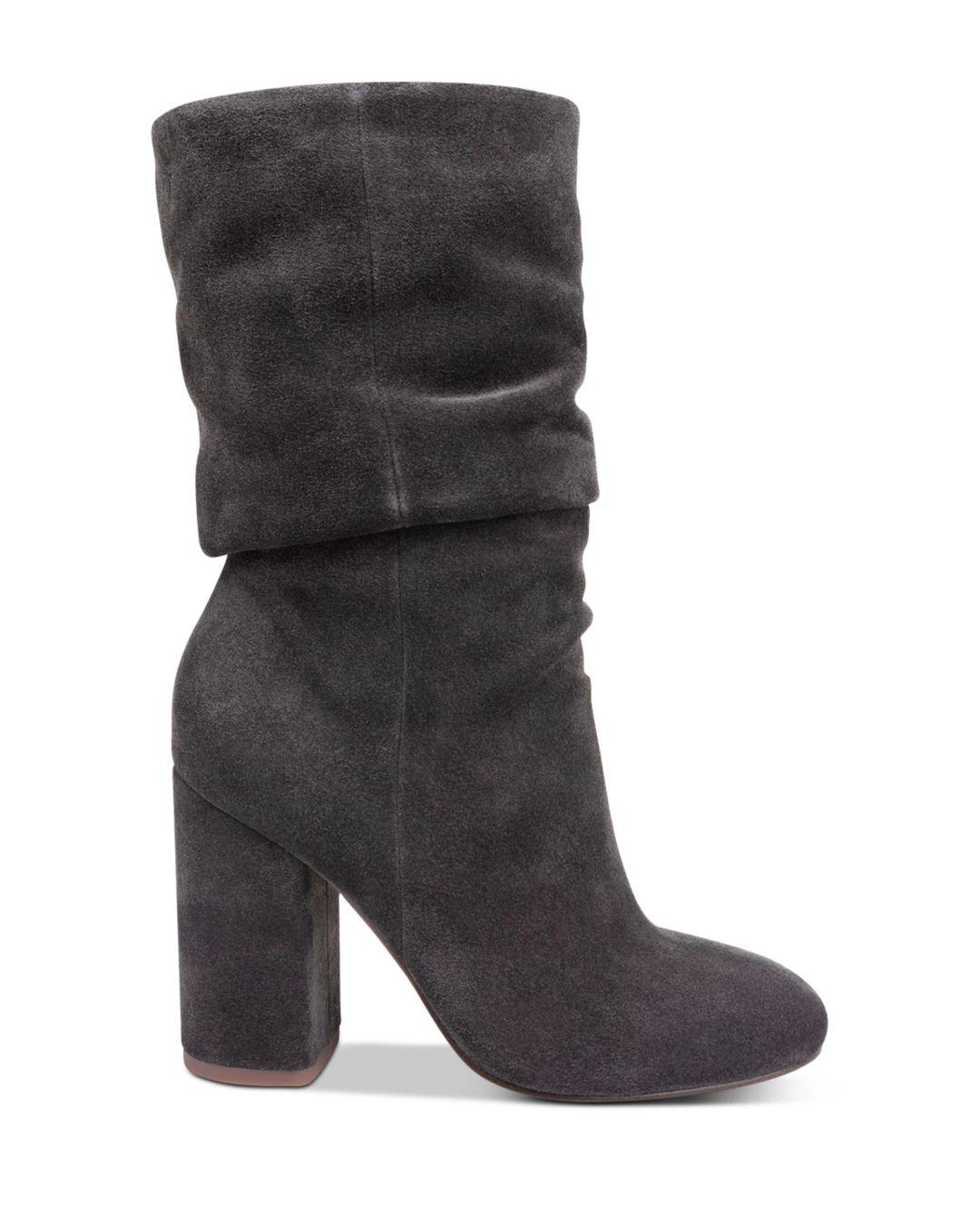 black high heel slouch boots