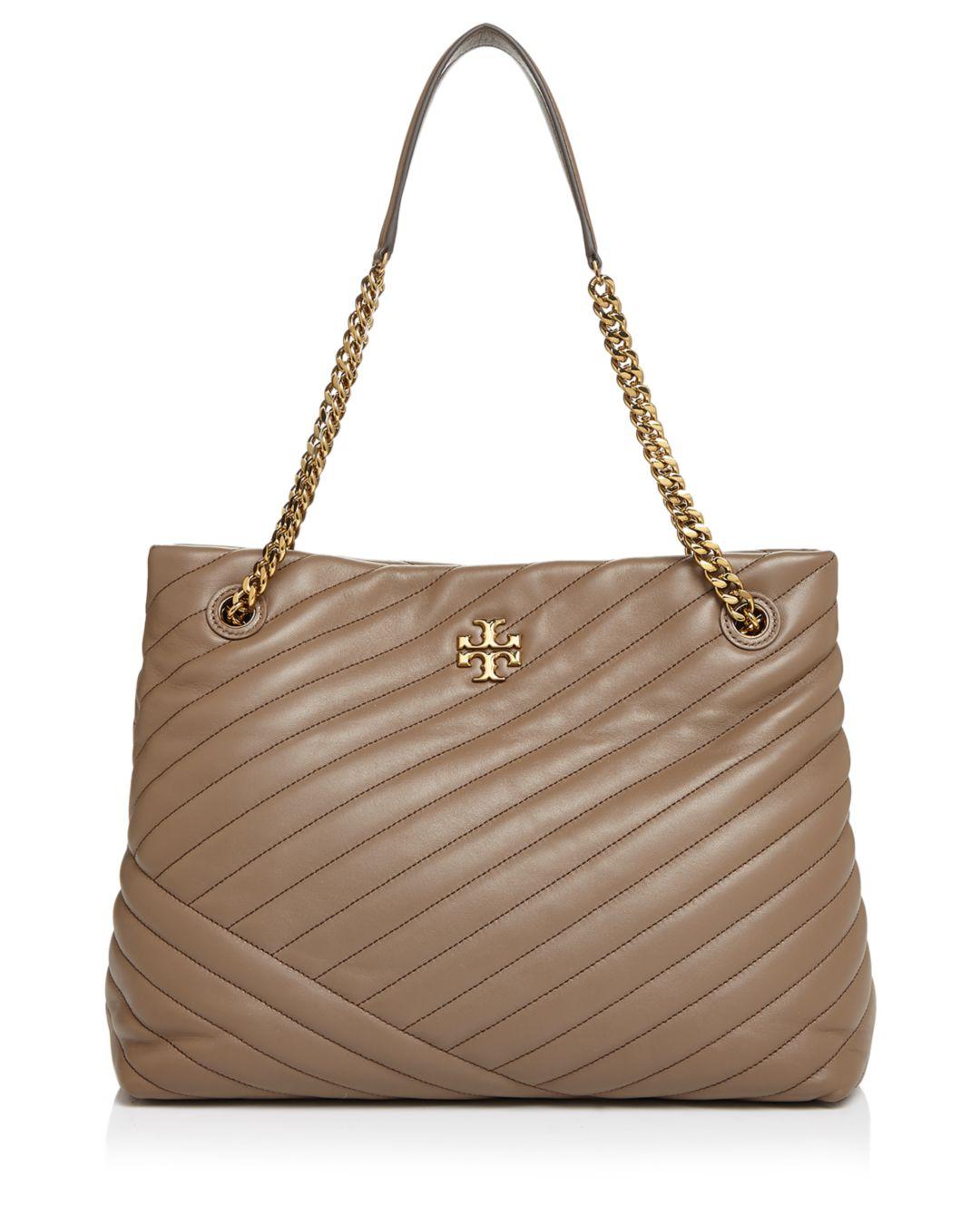 Tory Burch Kira Chevron Leather Tote in Black | Lyst