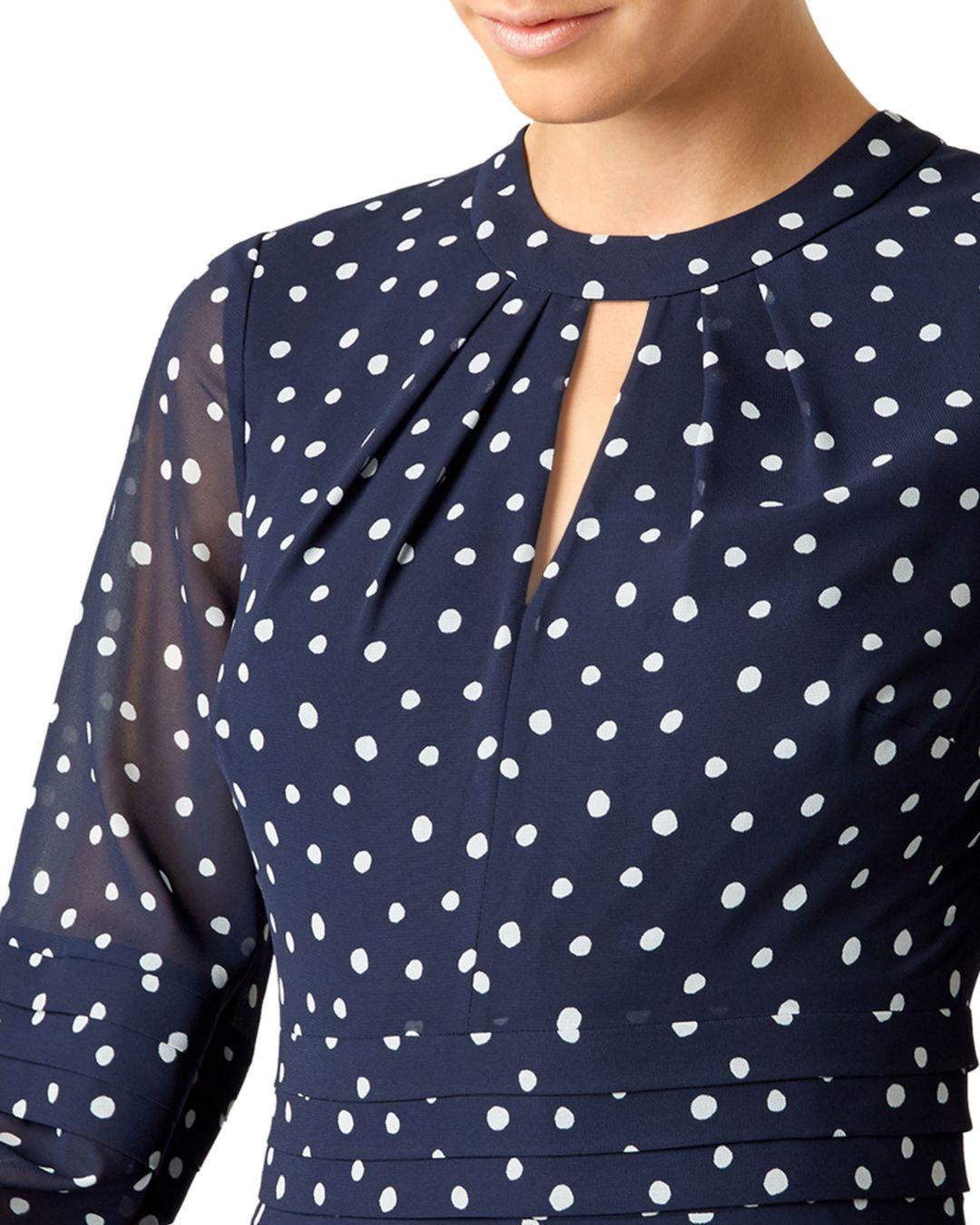 Hobbs Synthetic Piper Polka Dot Midi Dress in Midnight Ivory (Blue) - Lyst