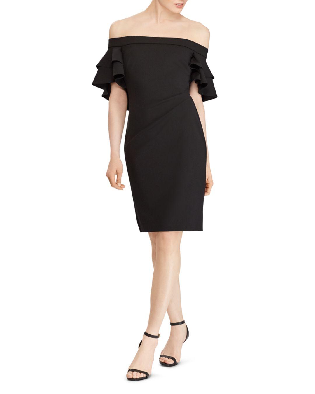 Ralph Lauren Lauren Ruffled Off - The - Shoulder Crepe Dress in Black ...