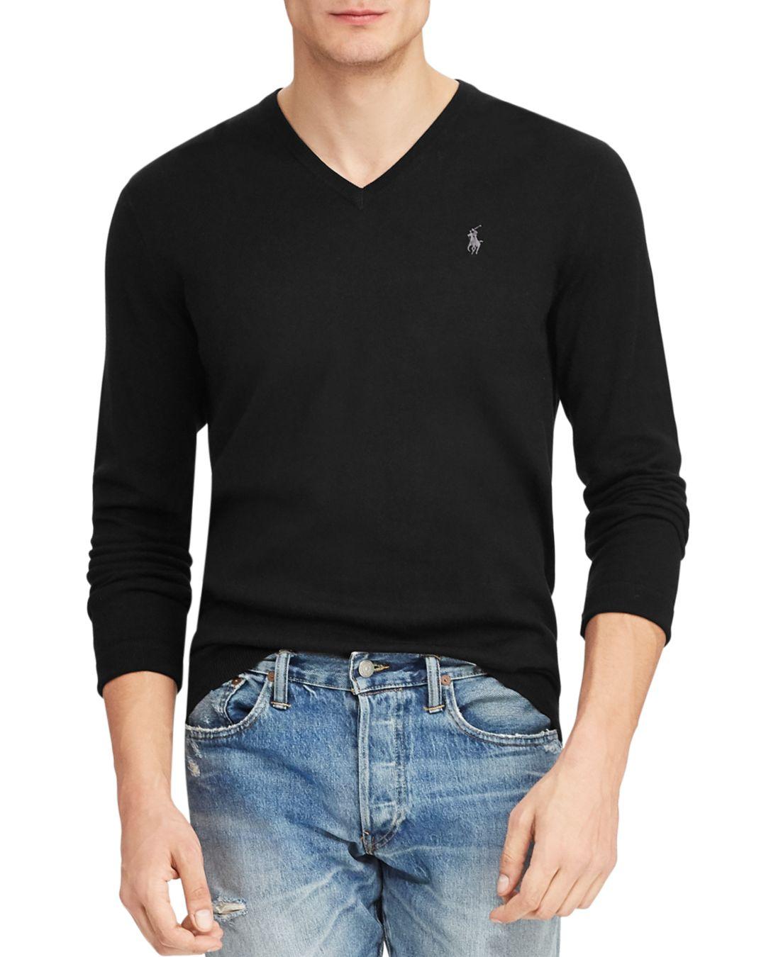 Polo Ralph Lauren V Neck Sweater in Black for Men Lyst