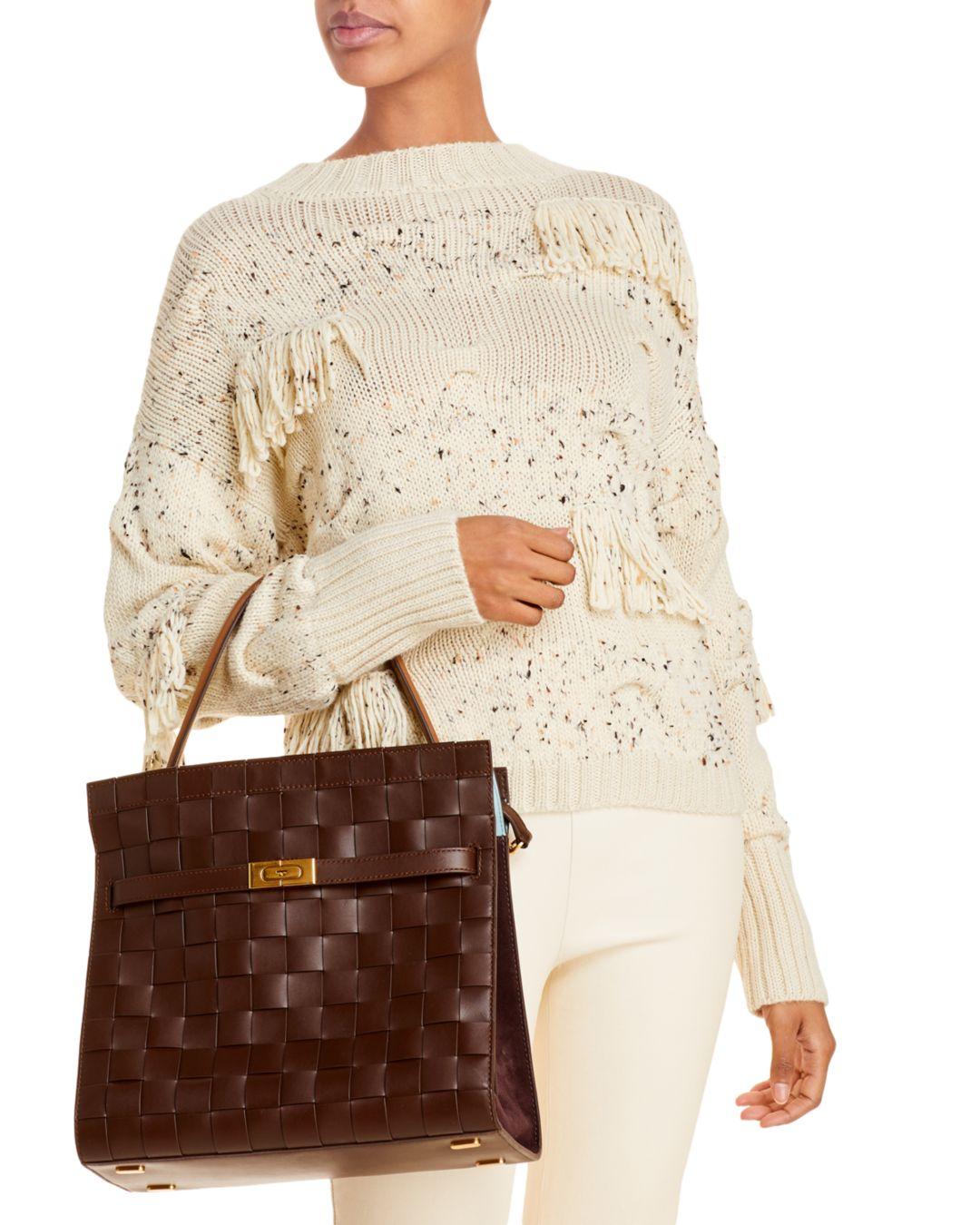 Tory Burch Lee Radziwill Woven Double Bag in Brown | Lyst