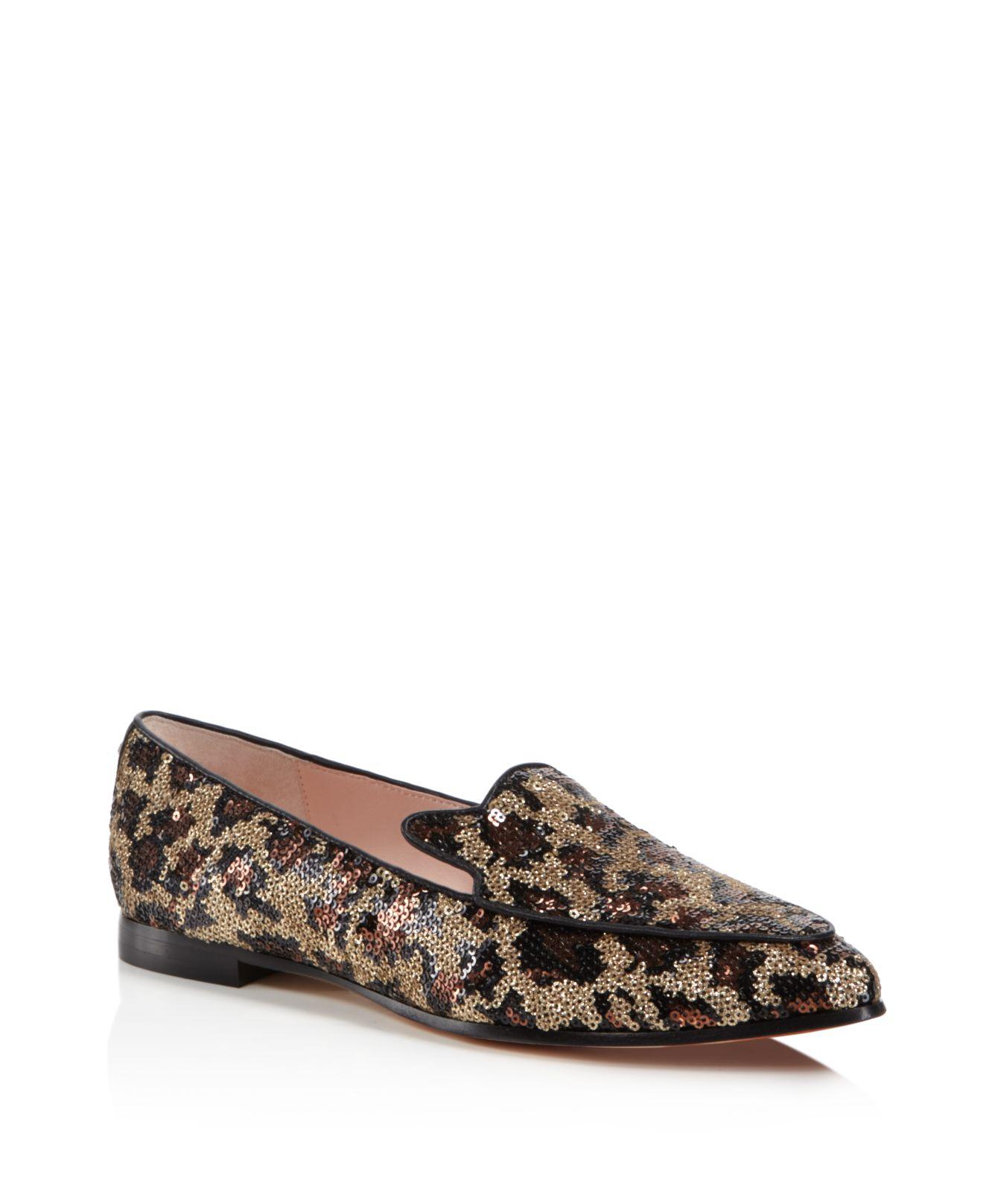 Kate Spade Caty Sequin Leopard Print Loafers | Lyst