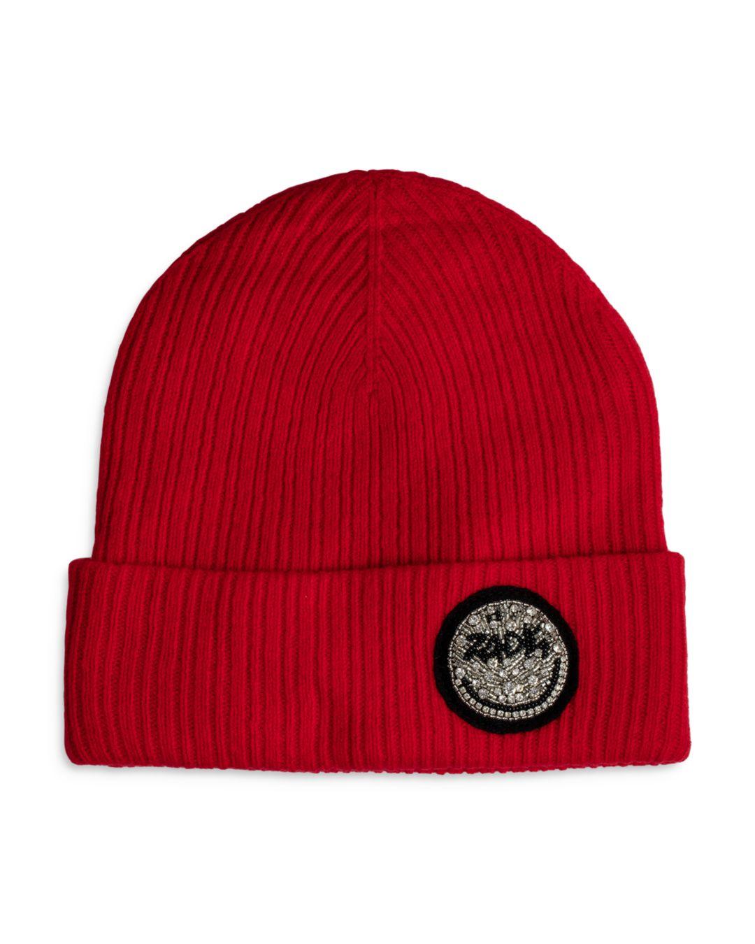 Zadig & Voltaire Thomsy Badge Beanie in Red | Lyst