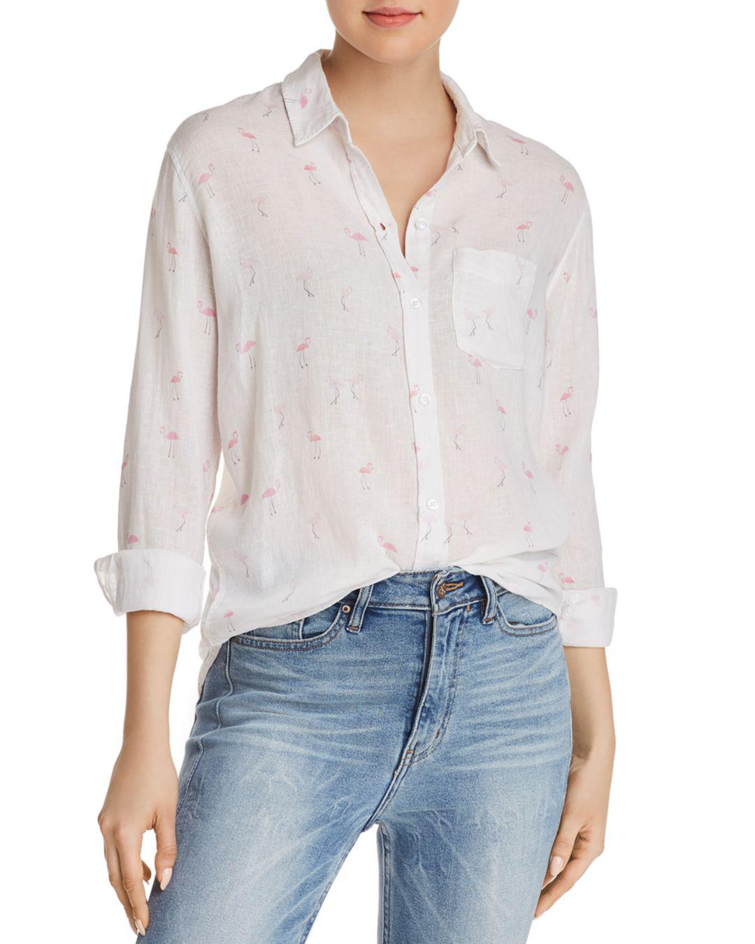 Rails Charli Flamingo Print Shirt in White - Lyst