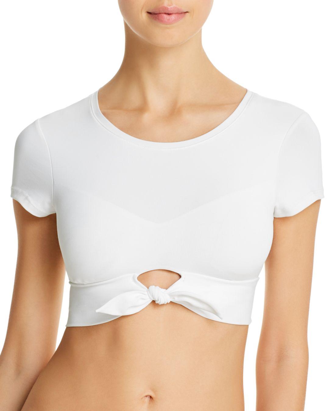 Robin Piccone Synthetic Ava Solid Cropped T - Shirt Bikini Top in White -  Lyst