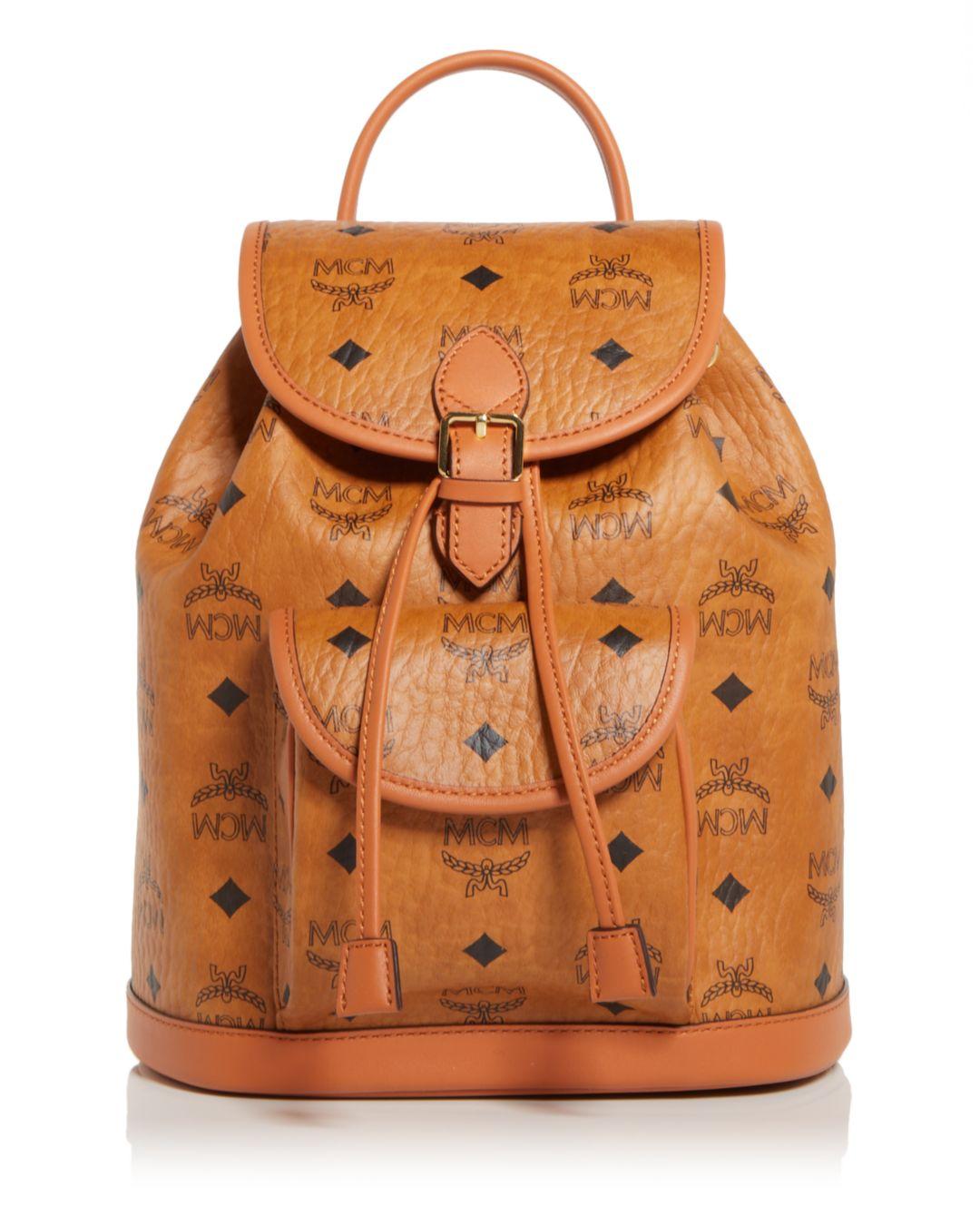 MCM Aren Visetos Logo Monogram Backpack in Brown Lyst