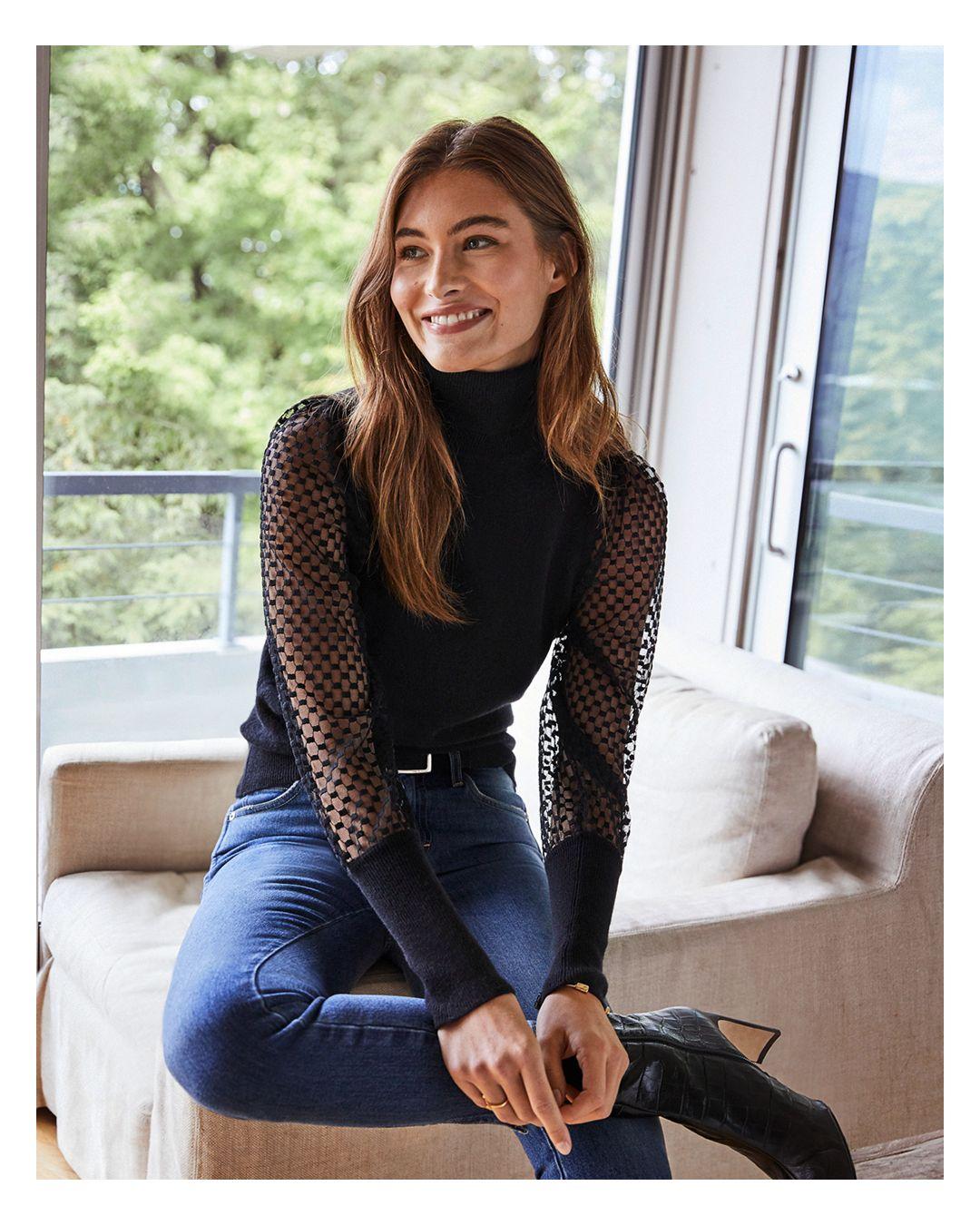 aqua cashmere turtleneck sweater