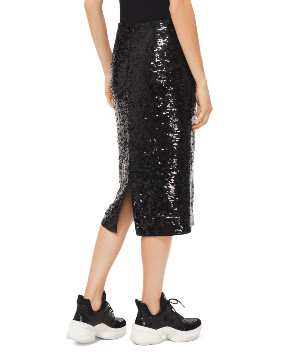 Michael Michael Kors Sequined Jersey Pencil Skirt In Black Lyst