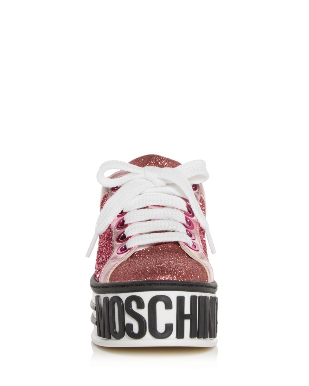 moschino glitter platform sneakers