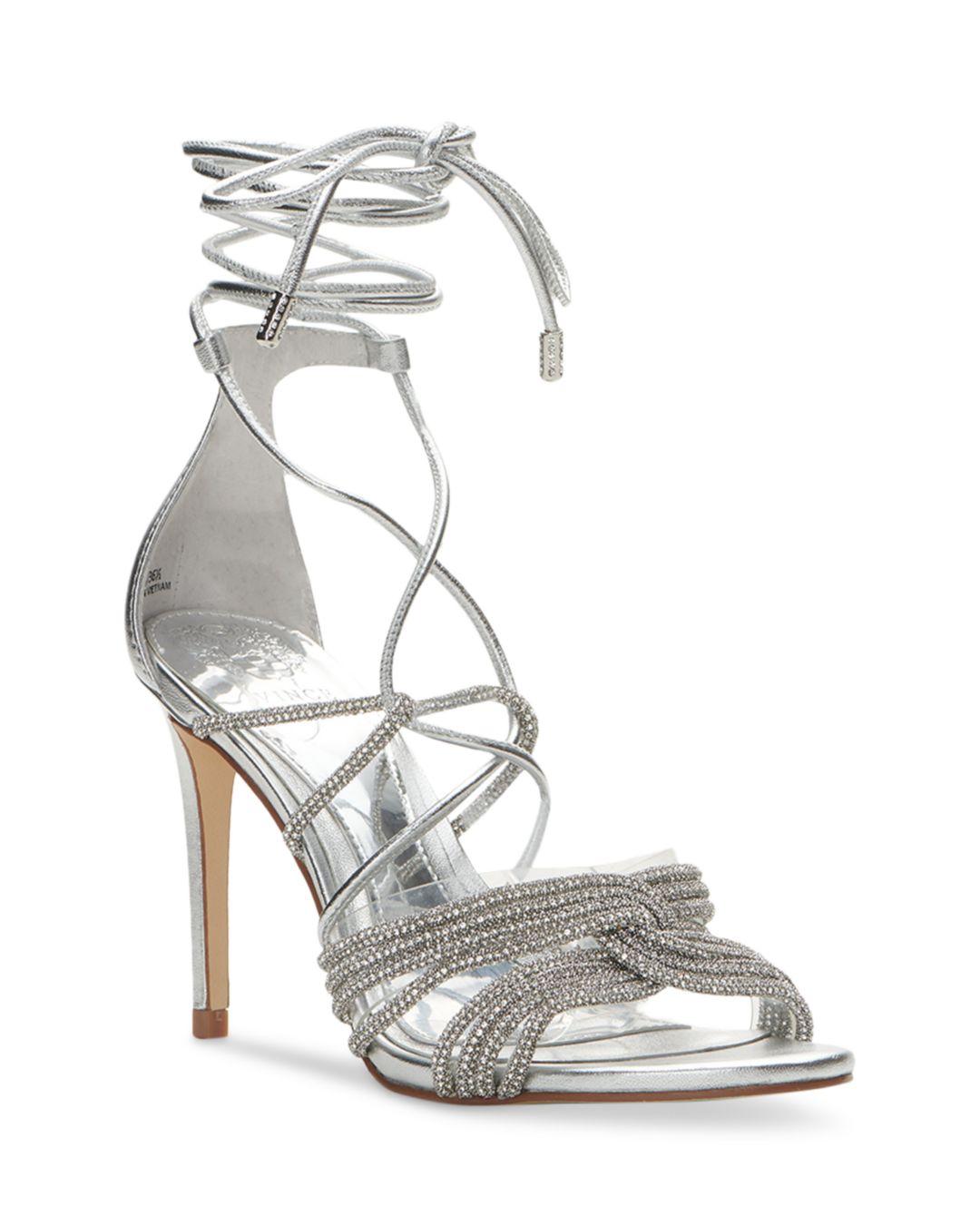 Vince Camuto Aimery Crystal Strappy High Heel Sandals in Metallic | Lyst