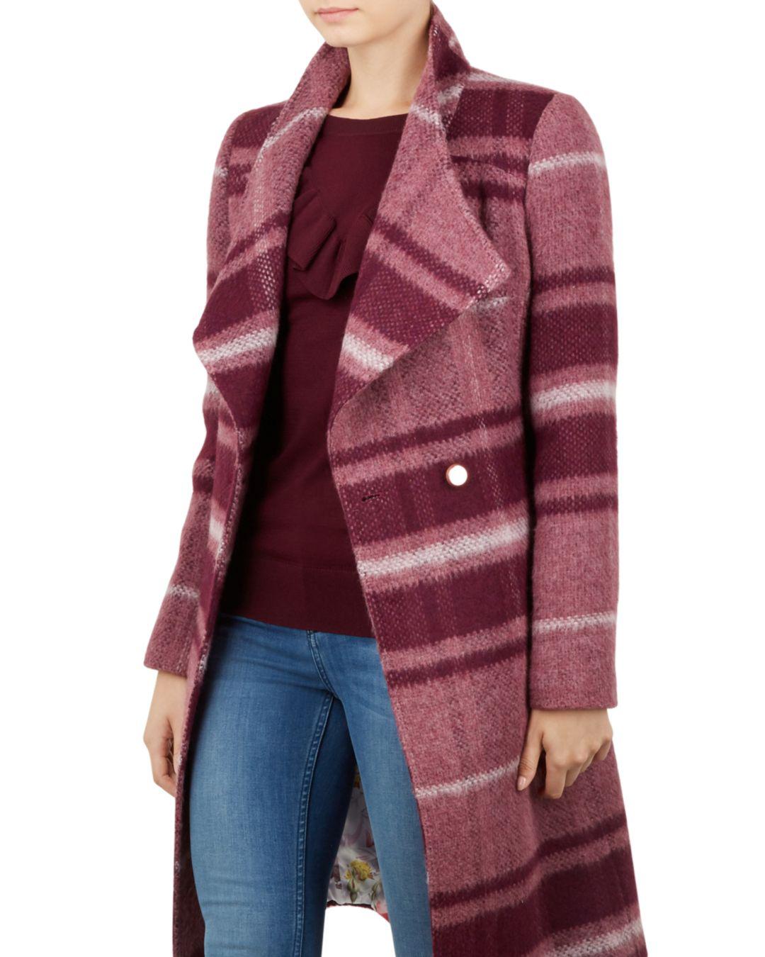 skaalet check midi wrap coat
