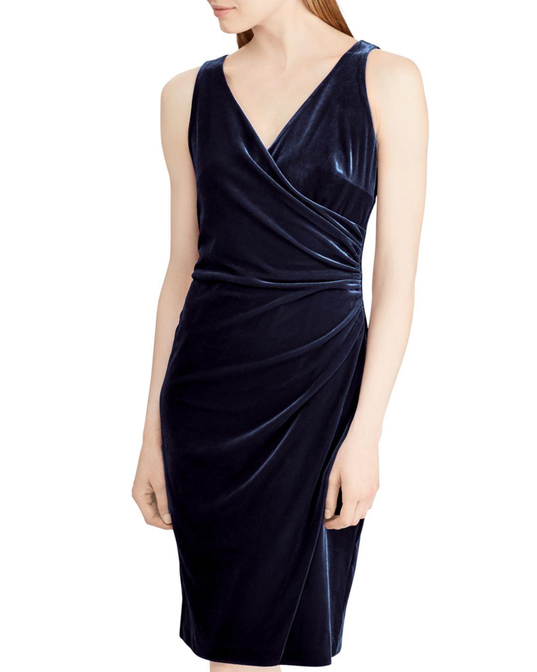 ralph lauren blue velvet dress