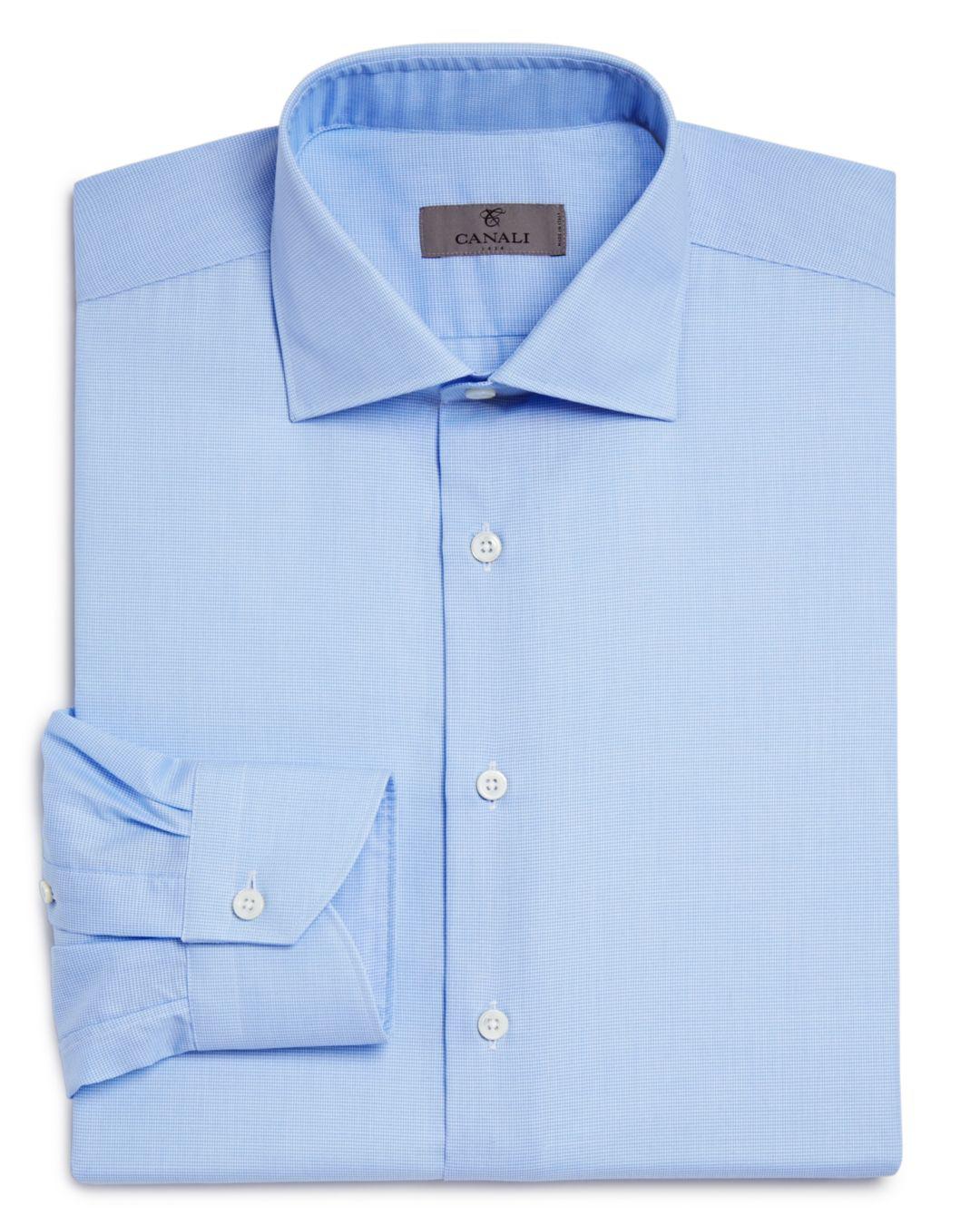 Canali Cotton Crosshatch Textured Solid Regular Fit Dress Shirt in ...